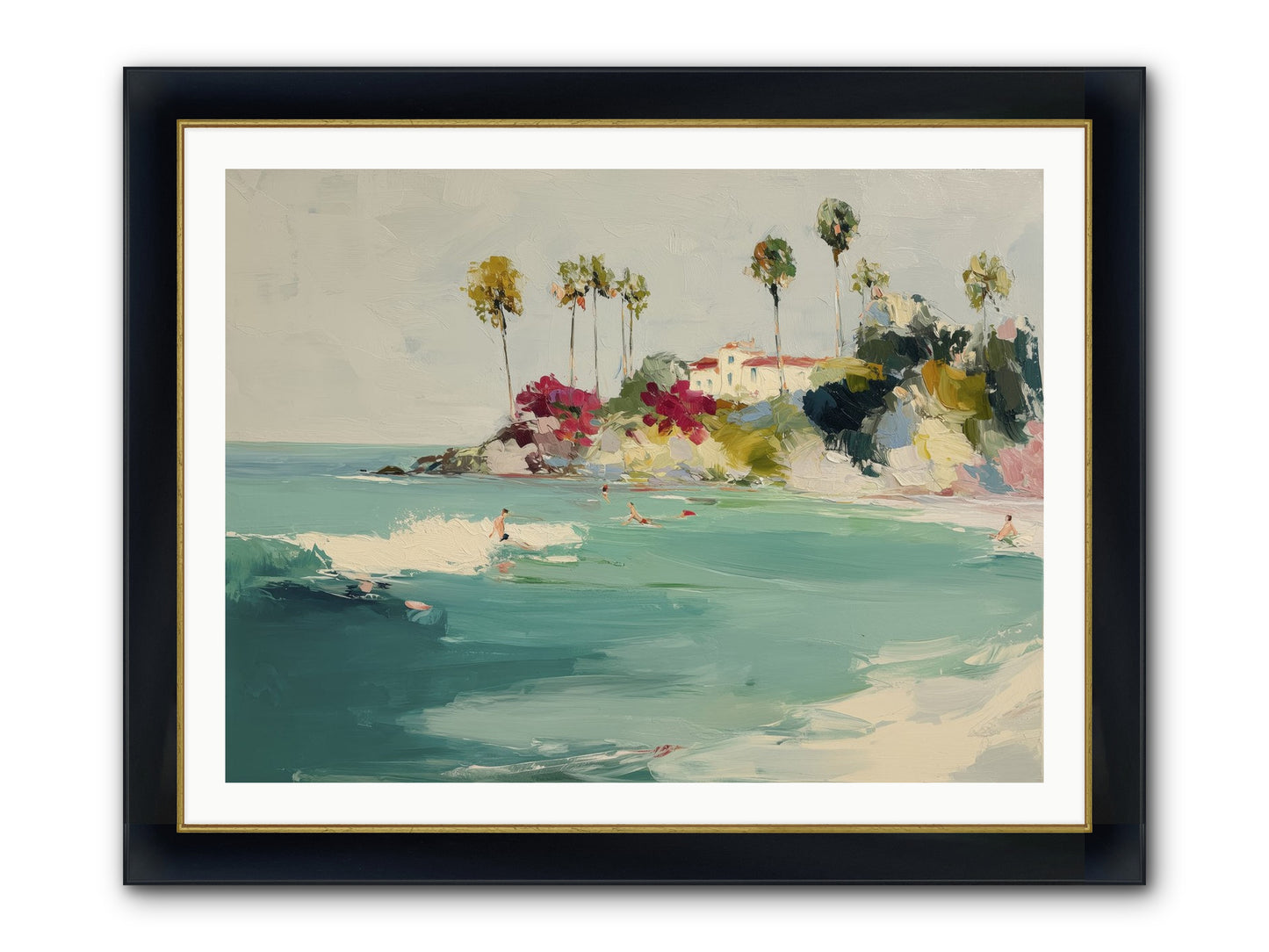 Seaside Souls Framed Print - Wide Black w/Gold 40x30