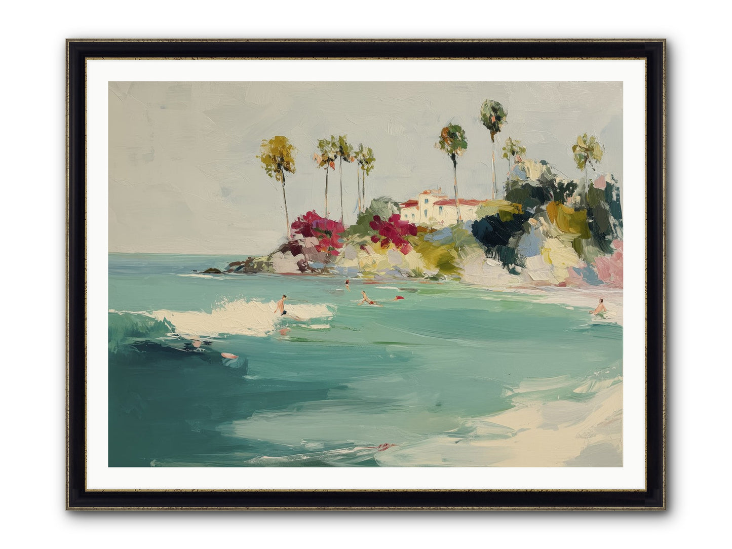 Seaside Souls Framed Print - Black & Gold 48x36