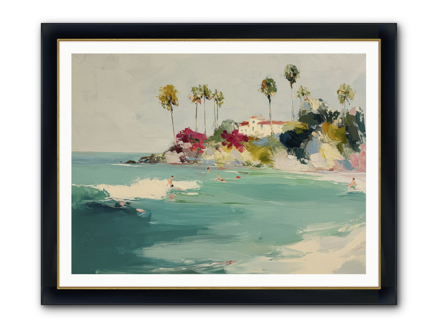 Seaside Souls Framed Print - Wide Black w/Gold 48x36