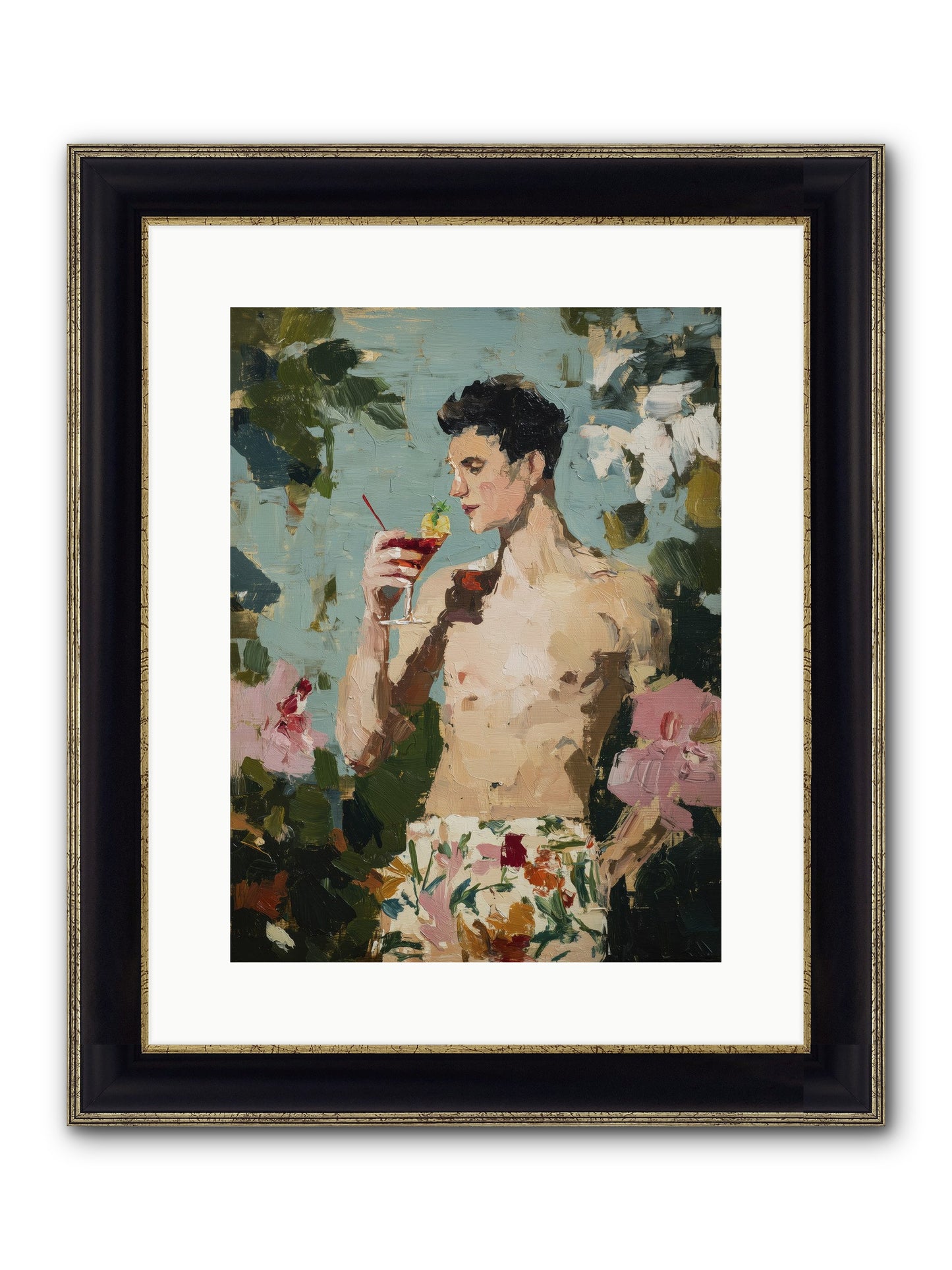 Seaside Spirit Quest Framed Print - Black & Gold 12x16