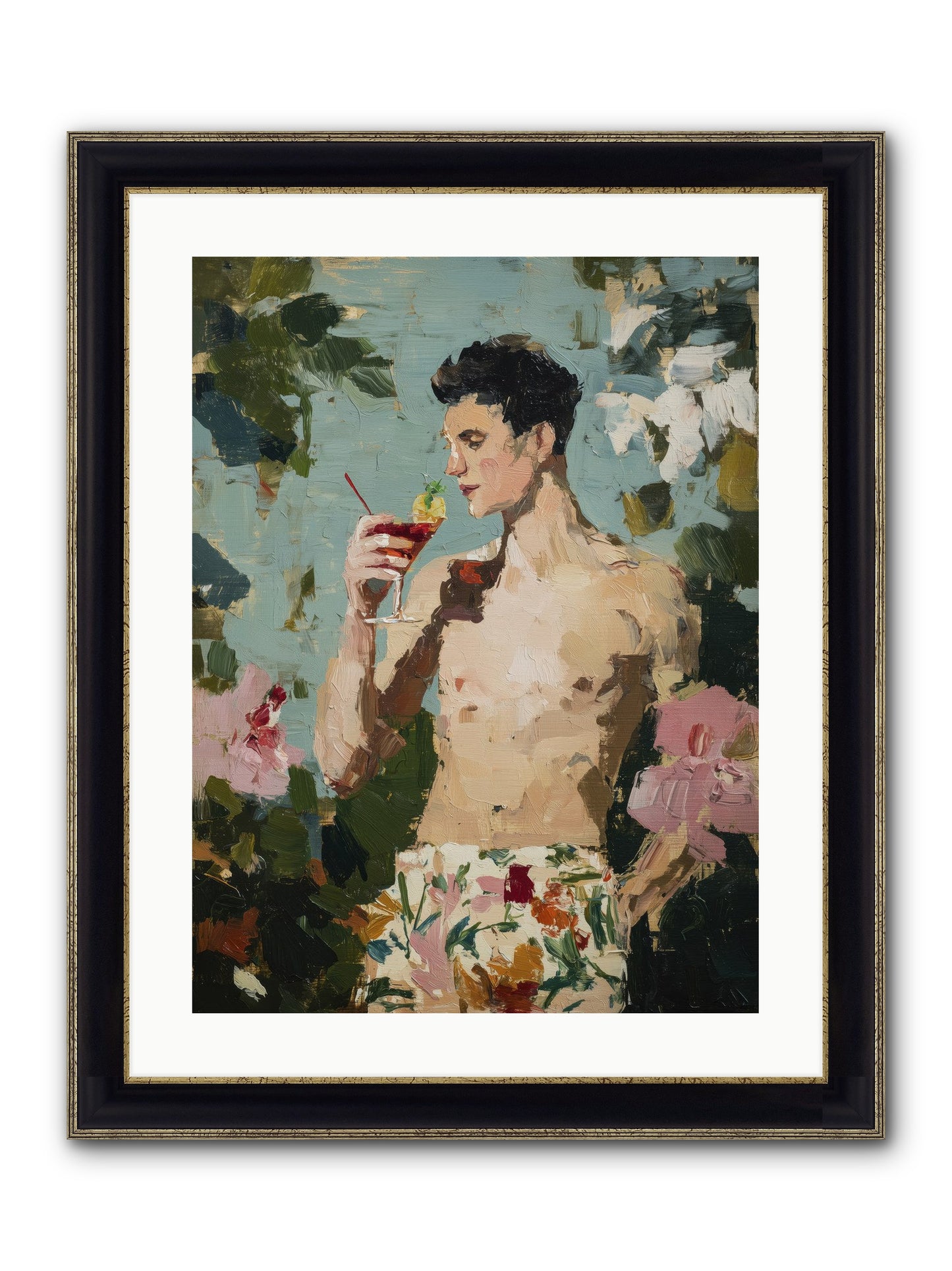 Seaside Spirit Quest Framed Print - Black & Gold 18x24
