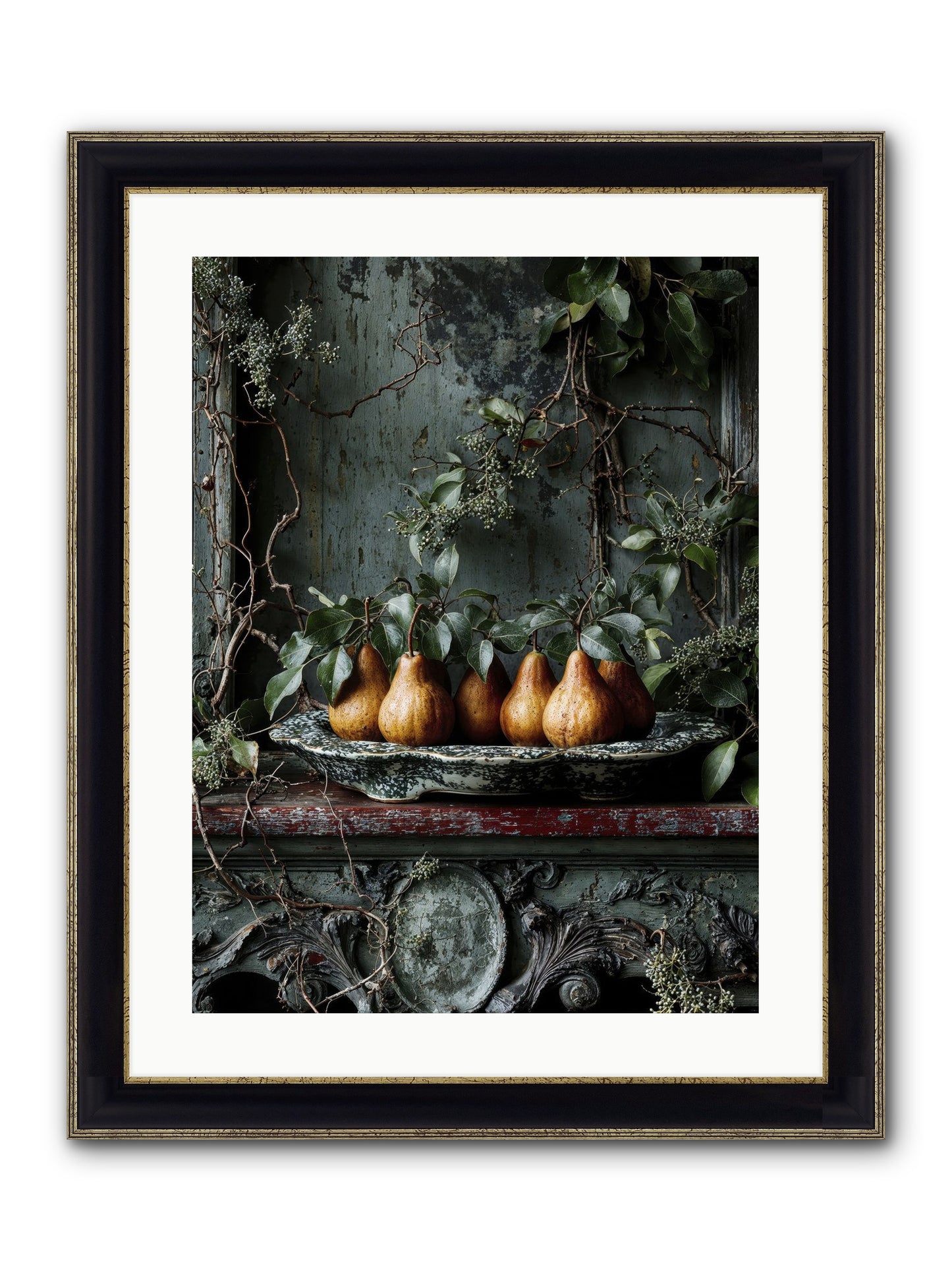 Seasons Write Poetry Framed Print - Black & Gold 18x24