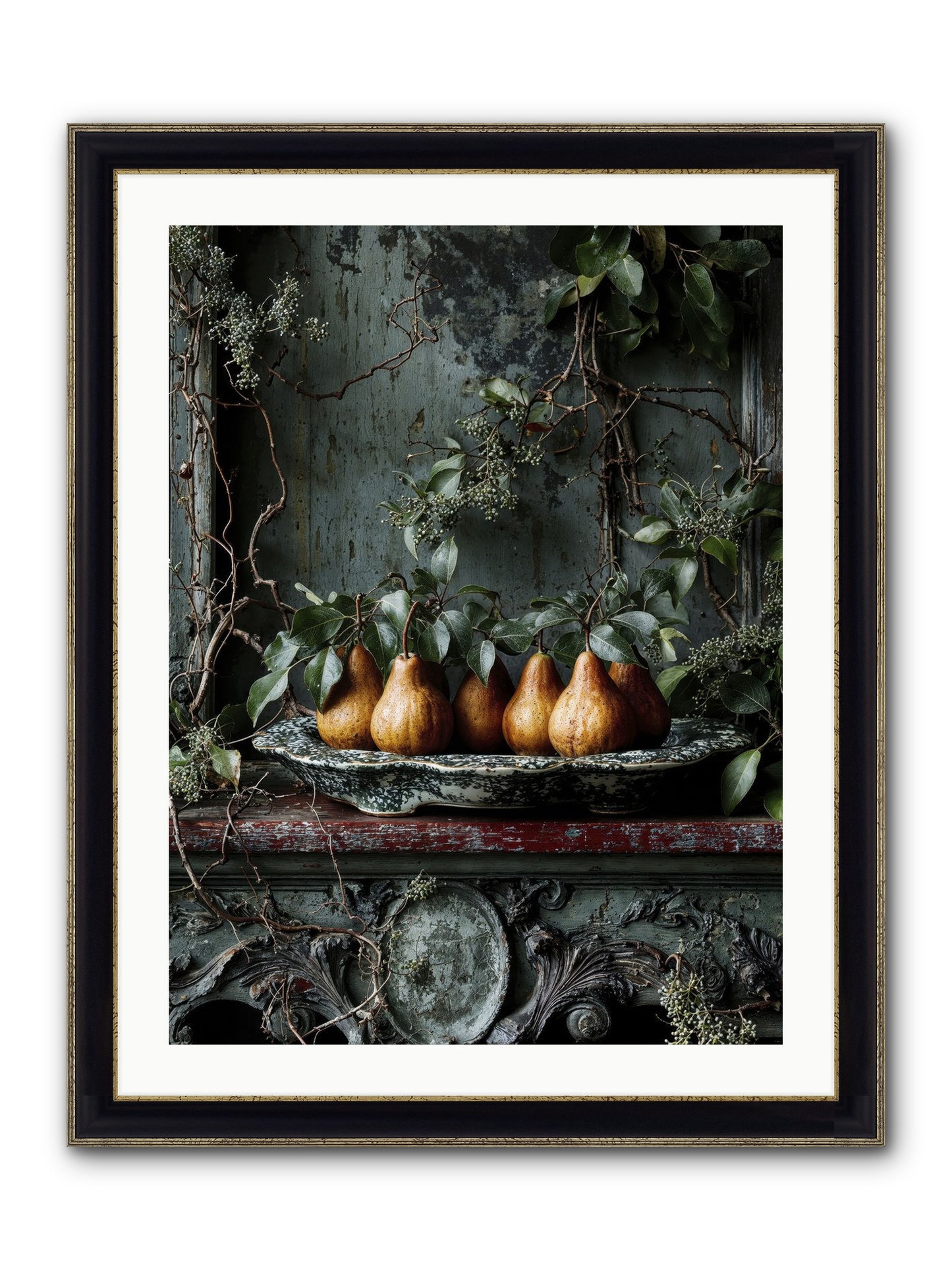 Seasons Write Poetry Framed Print - Black & Gold 24x32