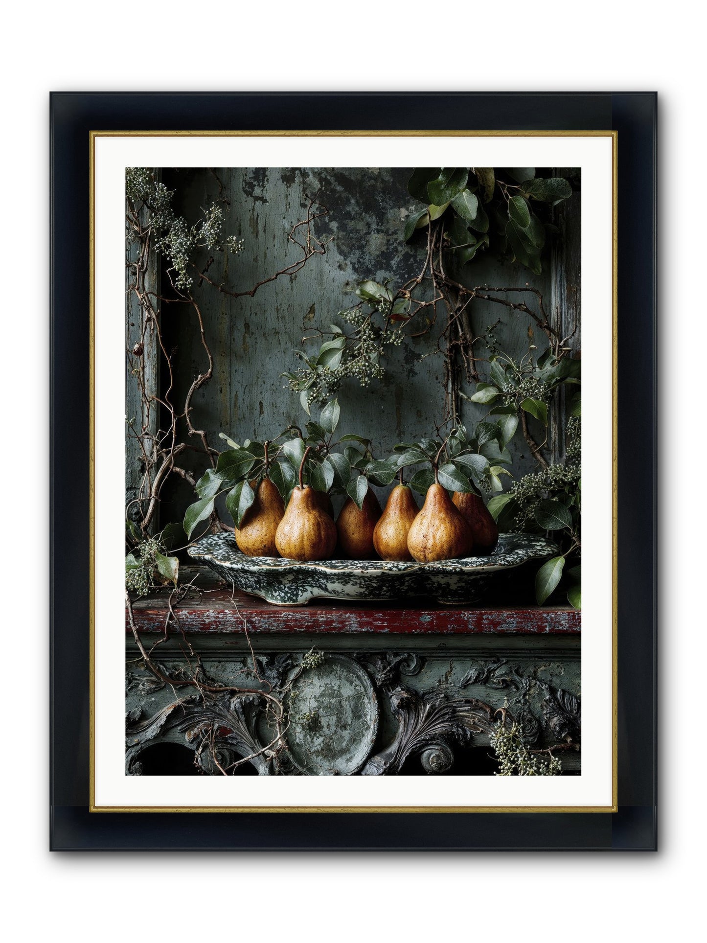 Seasons Write Poetry Framed Print - Wide Black w/Gold 30x40