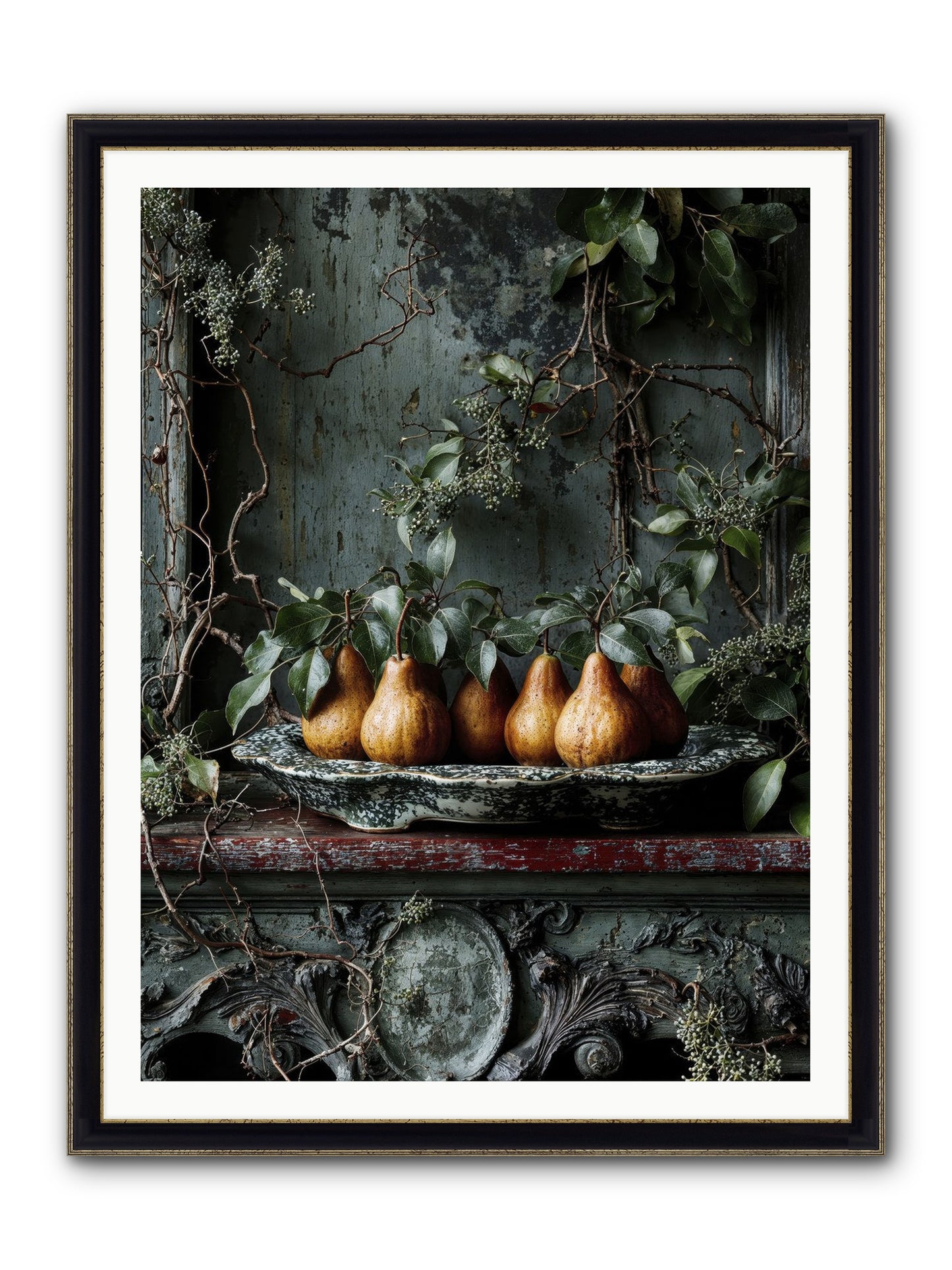 Seasons Write Poetry Framed Print - Black & Gold 36x48