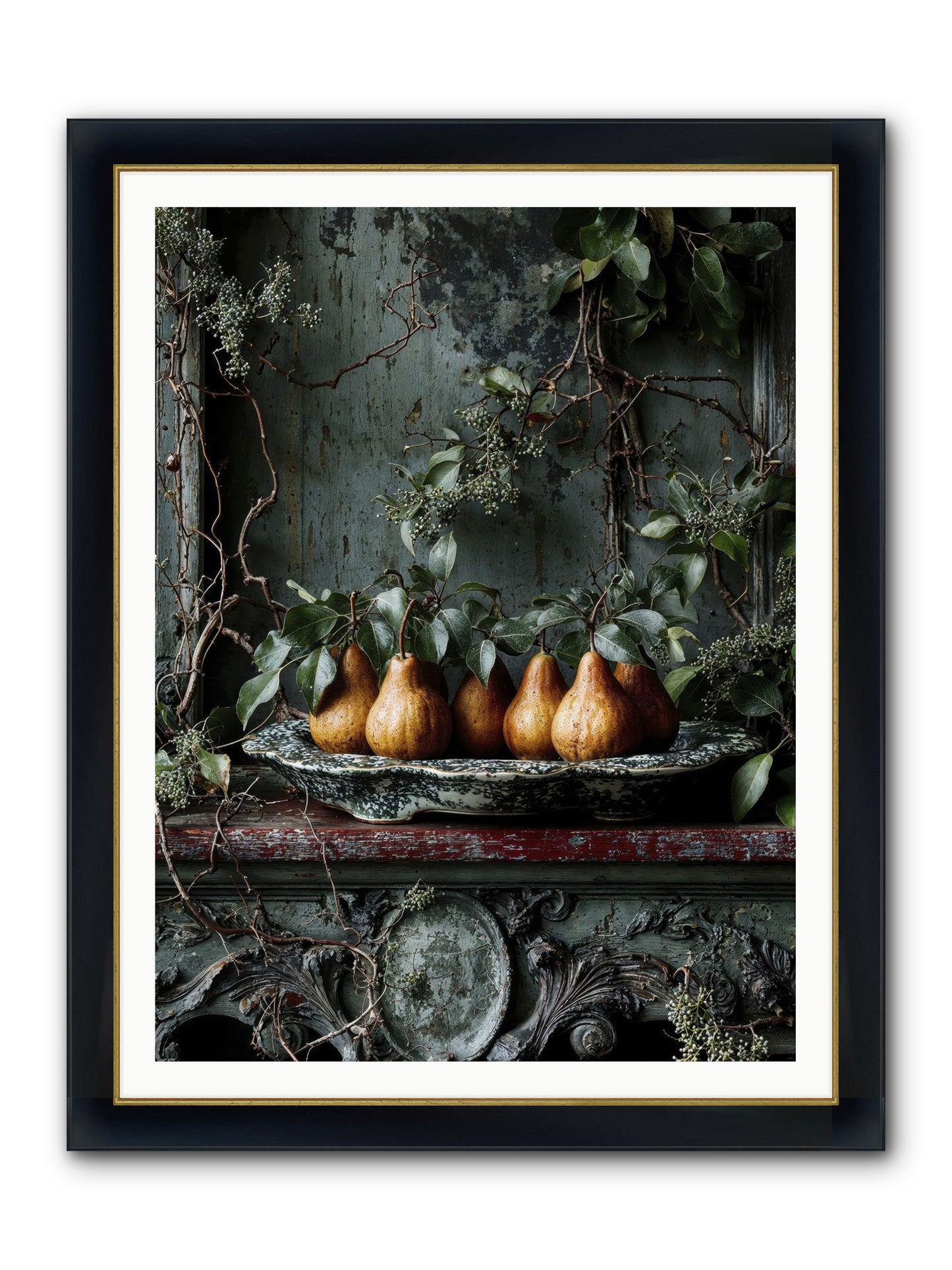 Seasons Write Poetry Framed Print - Wide Black w/Gold 36x48