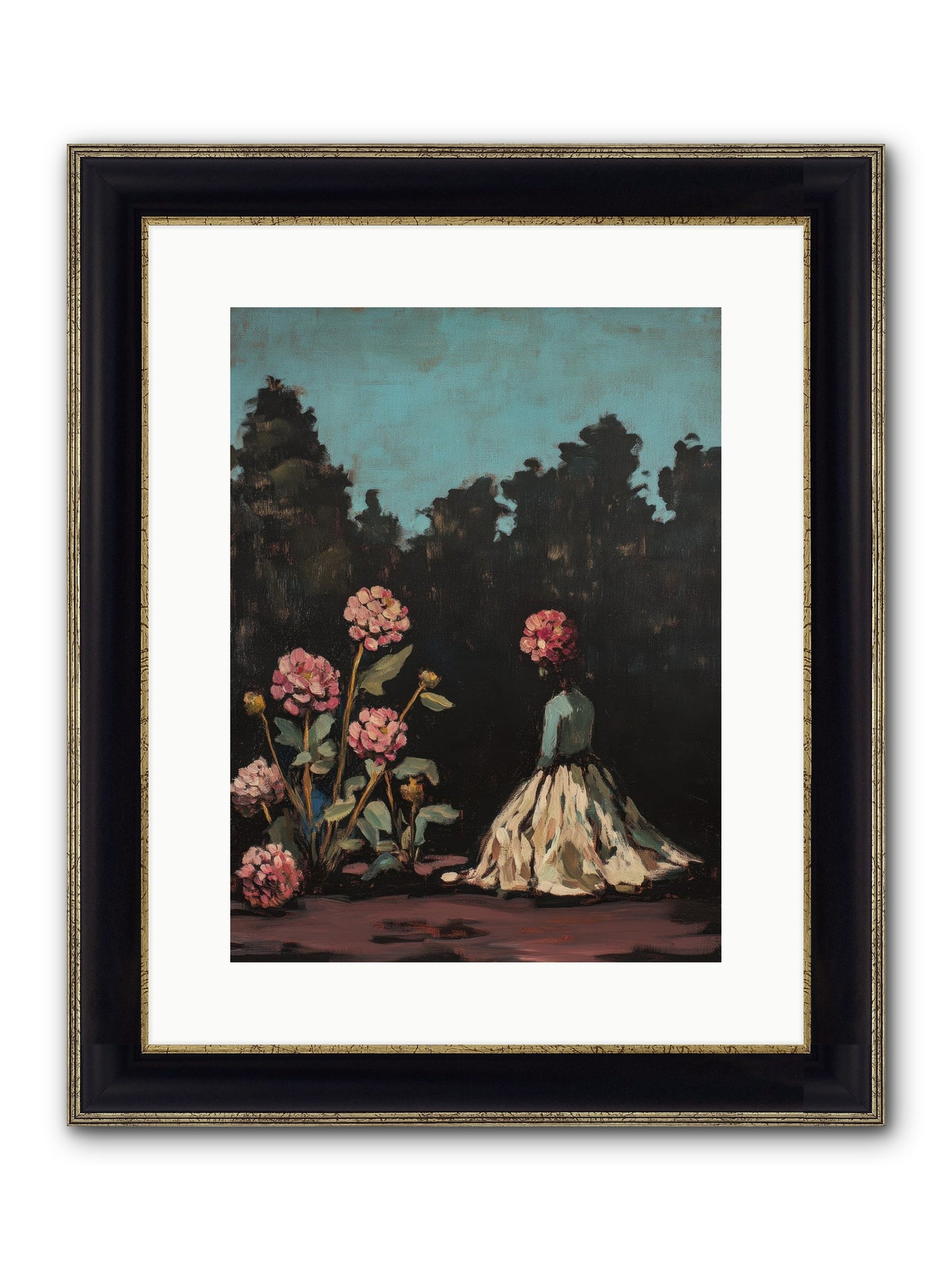 Secret Bloomer Framed Print - Black & Gold 12x16