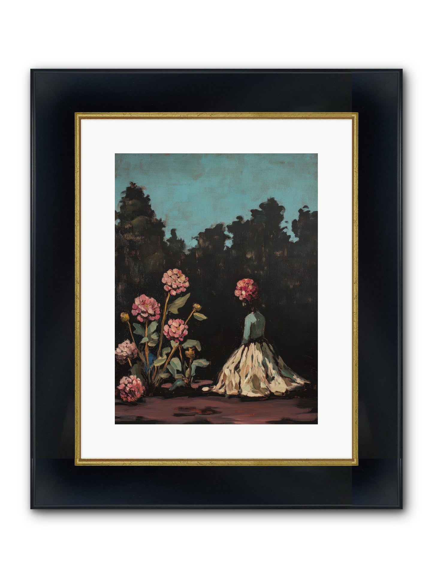 Secret Bloomer Framed Print - Wide Black w/Gold 12x16