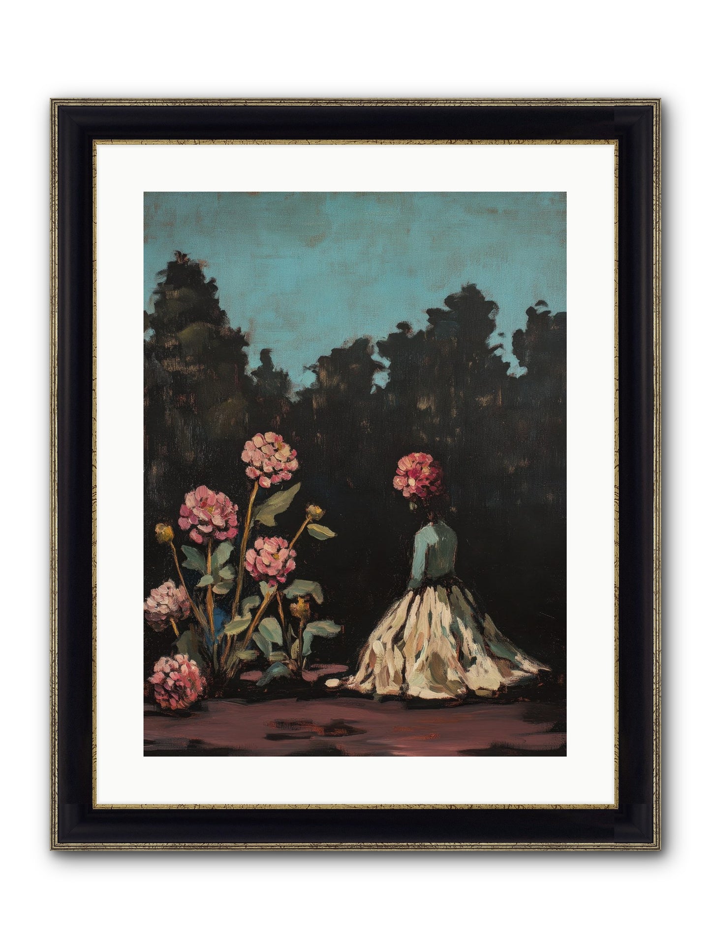 Secret Bloomer Framed Print - Black & Gold 18x24