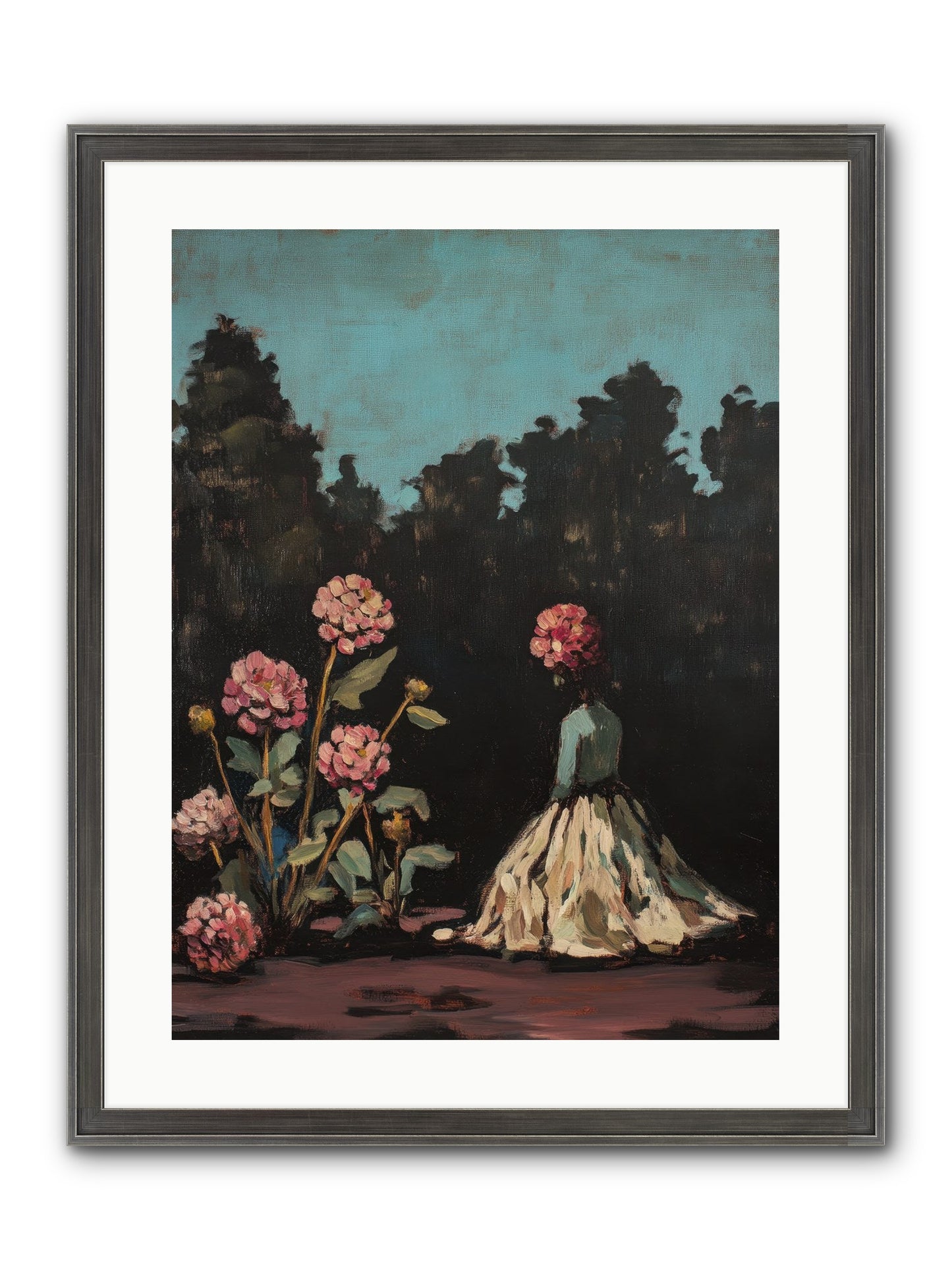 Secret Bloomer Framed Print - Slimwoods Black/Silver 18x24