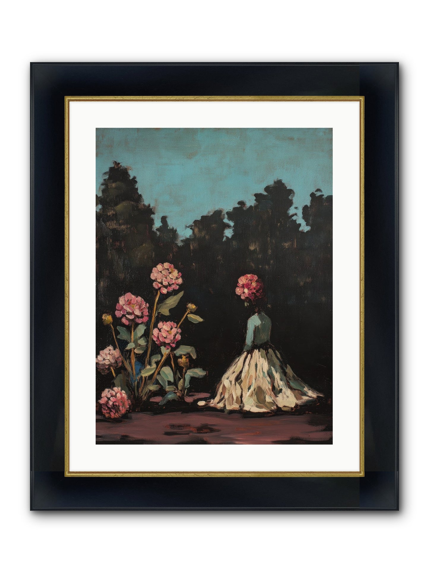 Secret Bloomer Framed Print - Wide Black w/Gold 18x24