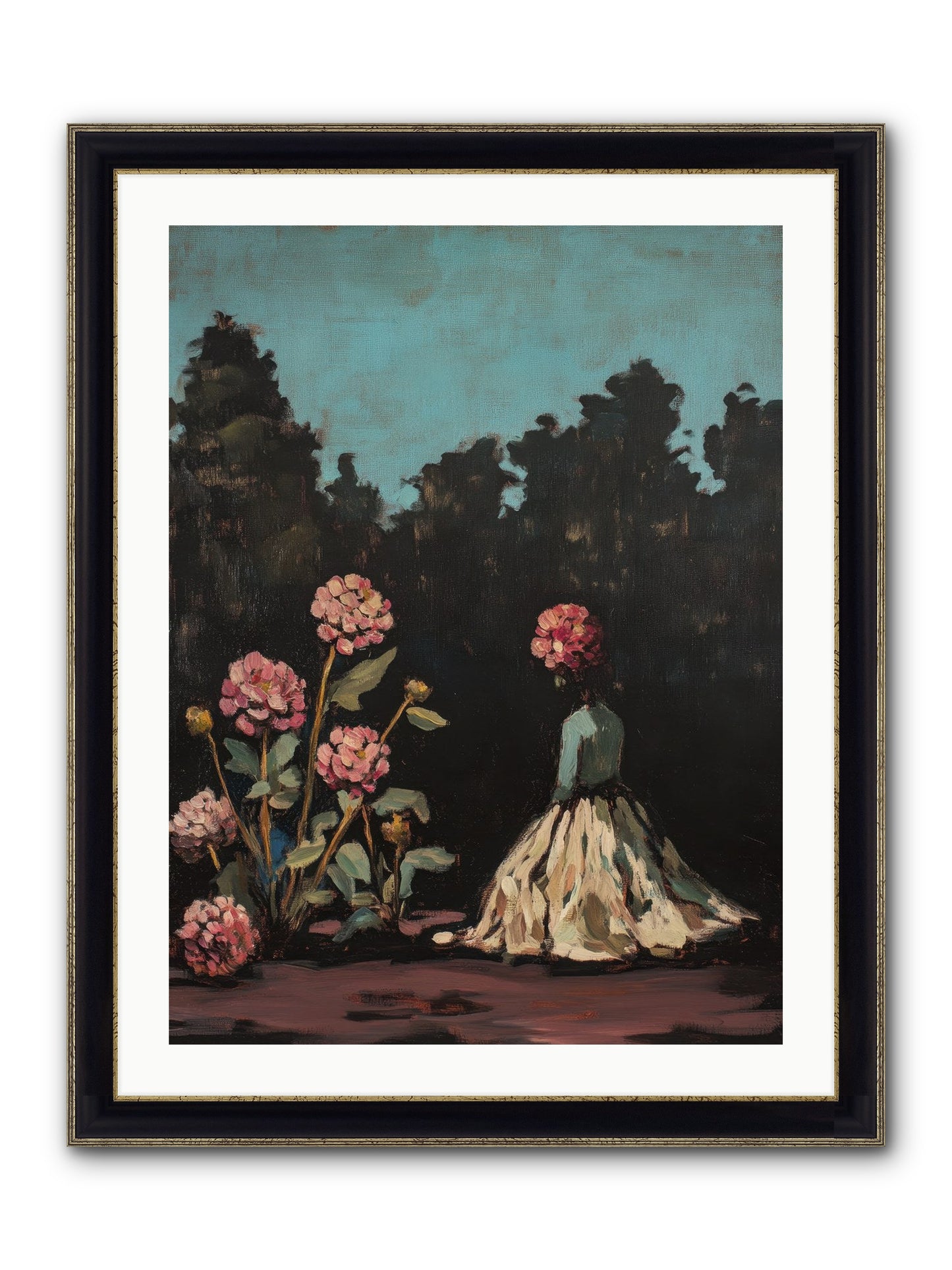 Secret Bloomer Framed Print - Black & Gold 24x32