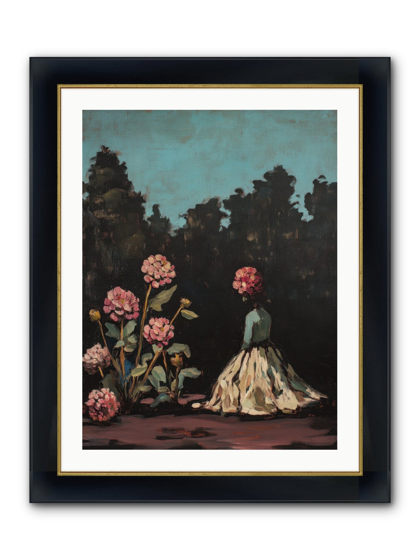 Secret Bloomer Framed Print - Wide Black w/Gold 24x32