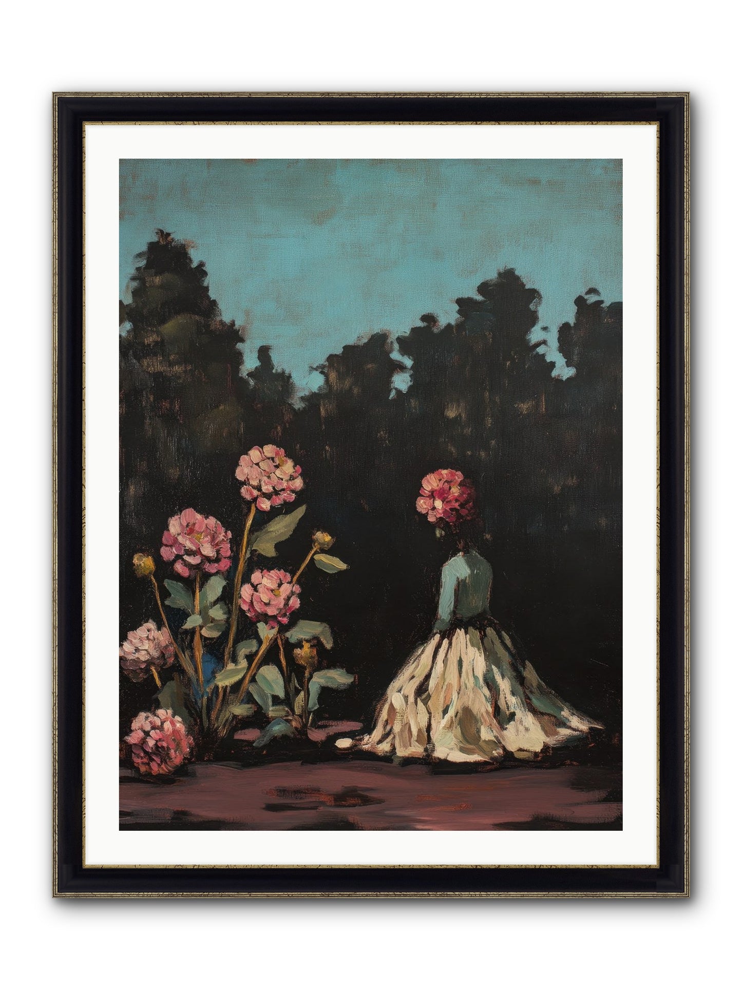 Secret Bloomer Framed Print - Black & Gold 30x40