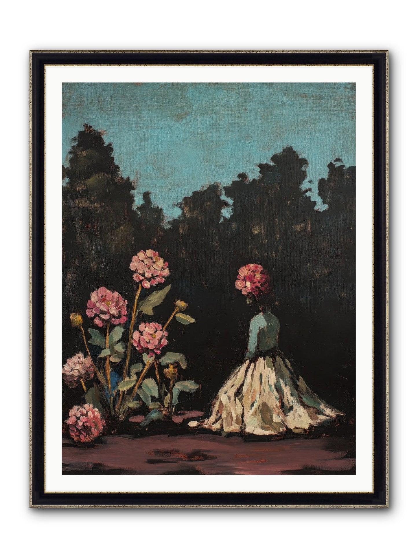 Secret Bloomer Framed Print - Black & Gold 36x48