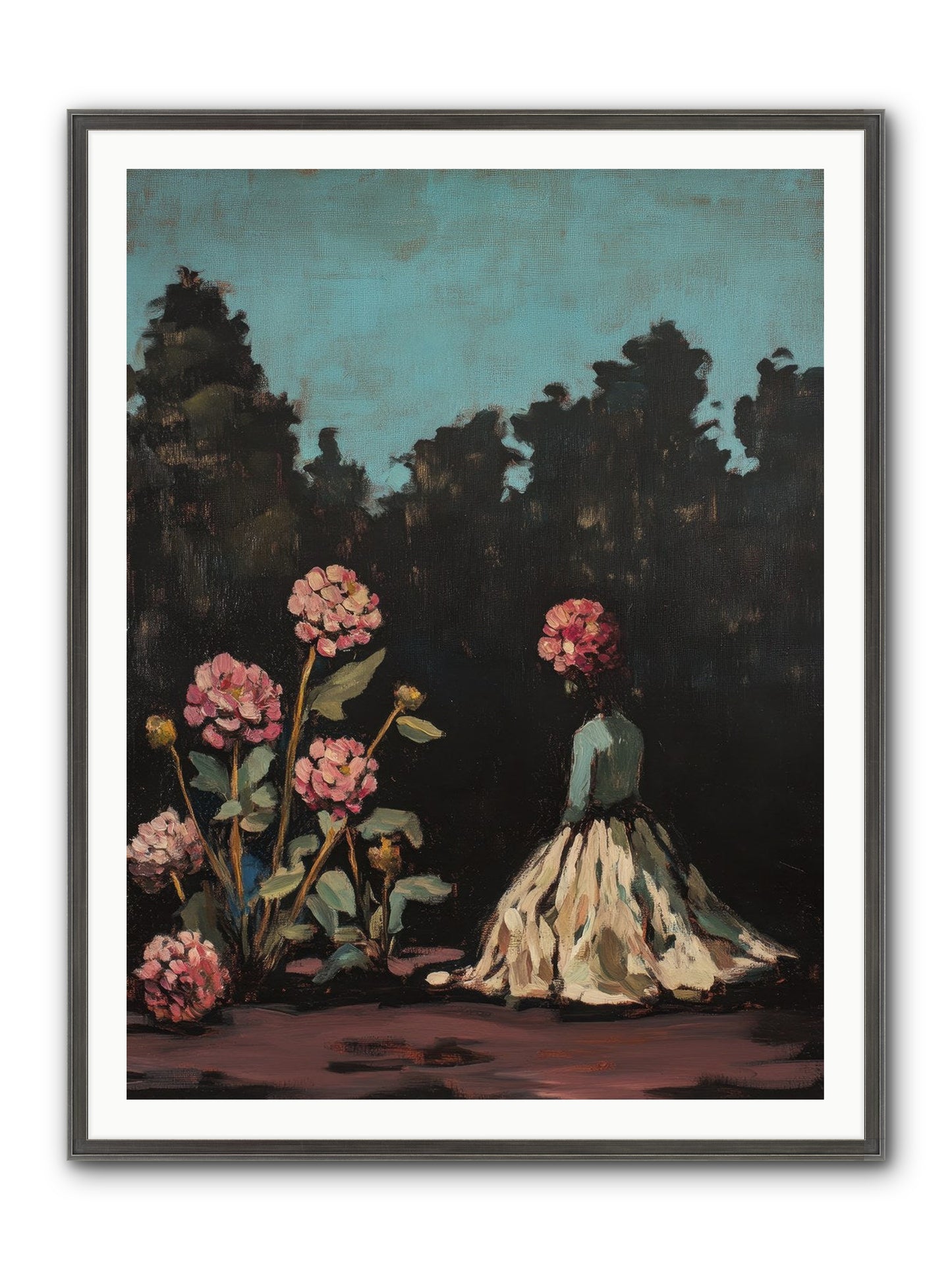 Secret Bloomer Framed Print - Slimwoods Black/Silver 36x48
