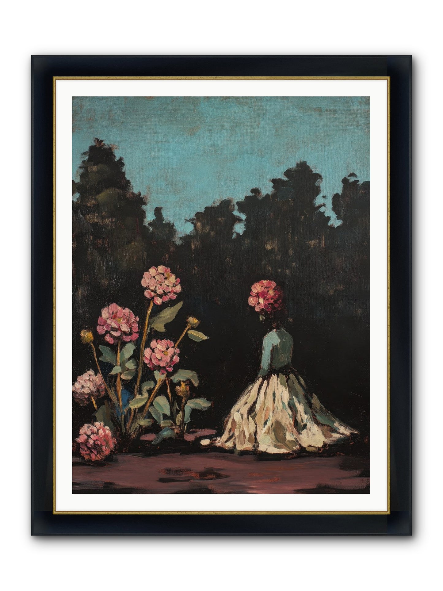Secret Bloomer Framed Print - Wide Black w/Gold 36x48
