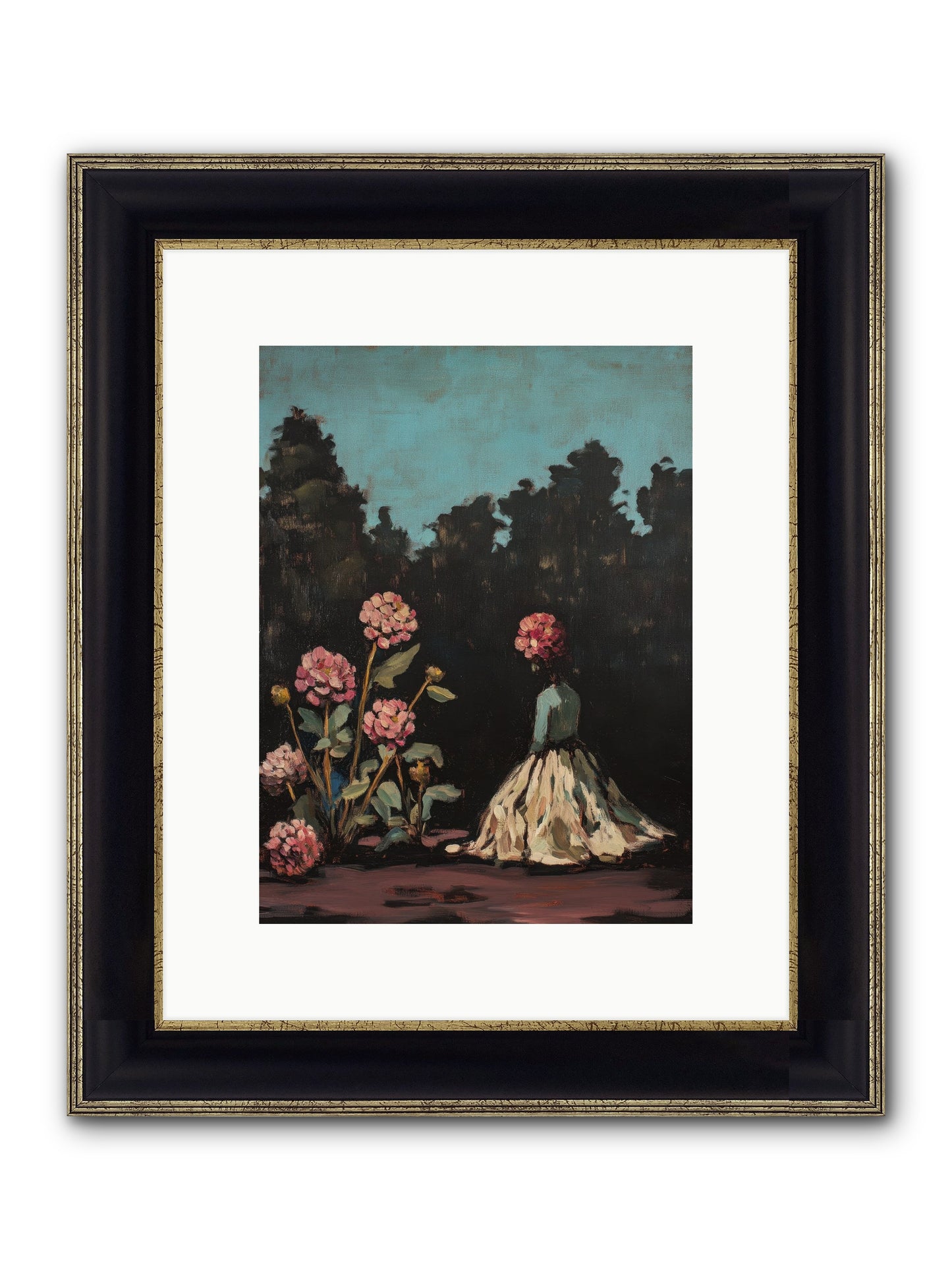 Secret Bloomer Framed Print - Black & Gold 9x12
