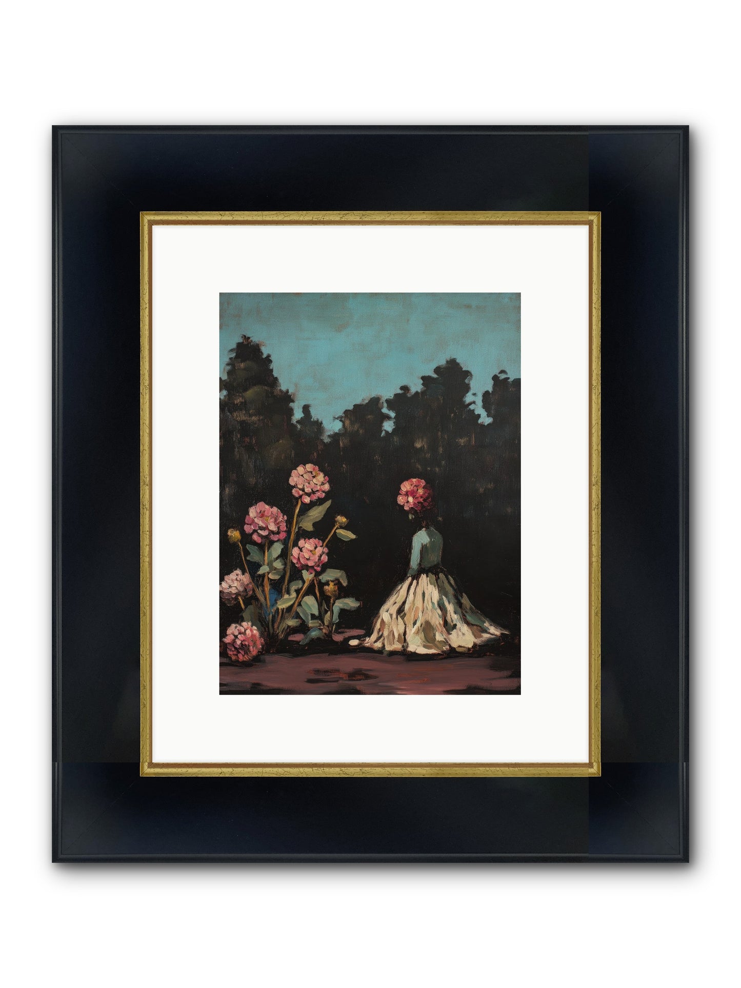 Secret Bloomer Framed Print - Wide Black w/Gold 9x12
