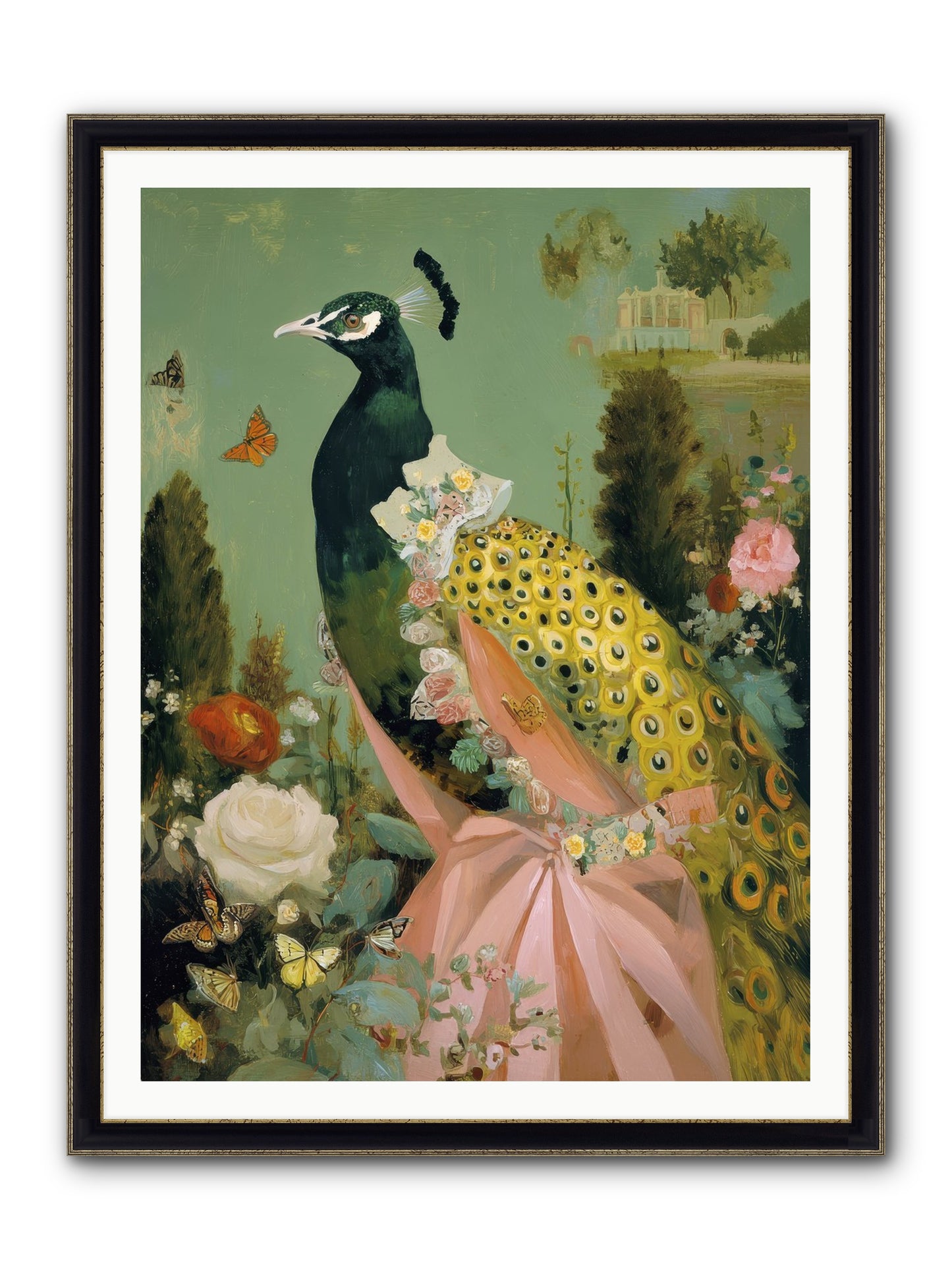 Secrets Of The Evening Bloom Framed Print - Black & Gold 36x48