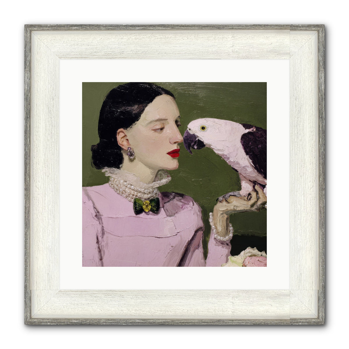 Secrets of the Rose Salon Framed Print - Driftwood White 16x16