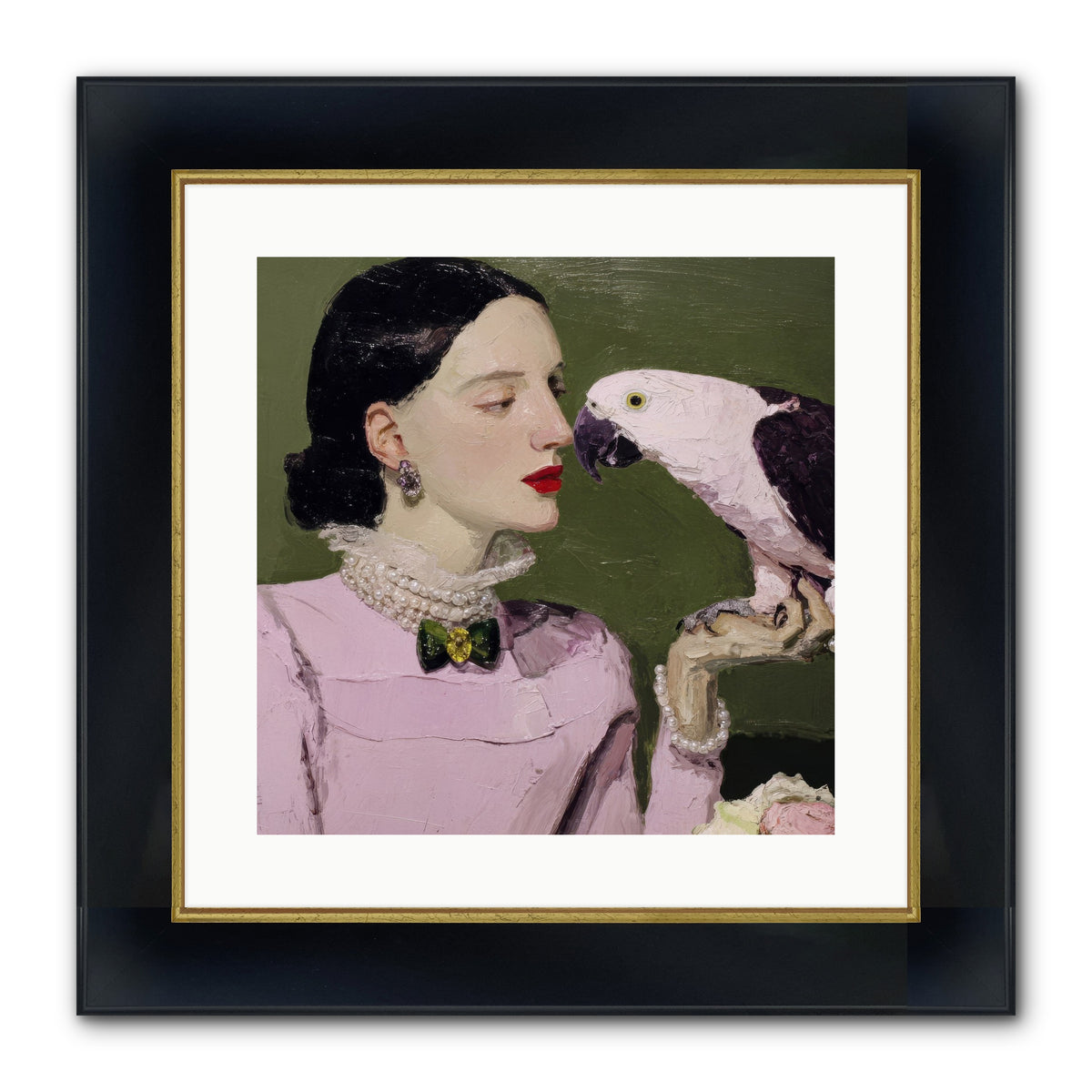 Secrets of the Rose Salon Framed Print - Wide Black w/Gold 16x16