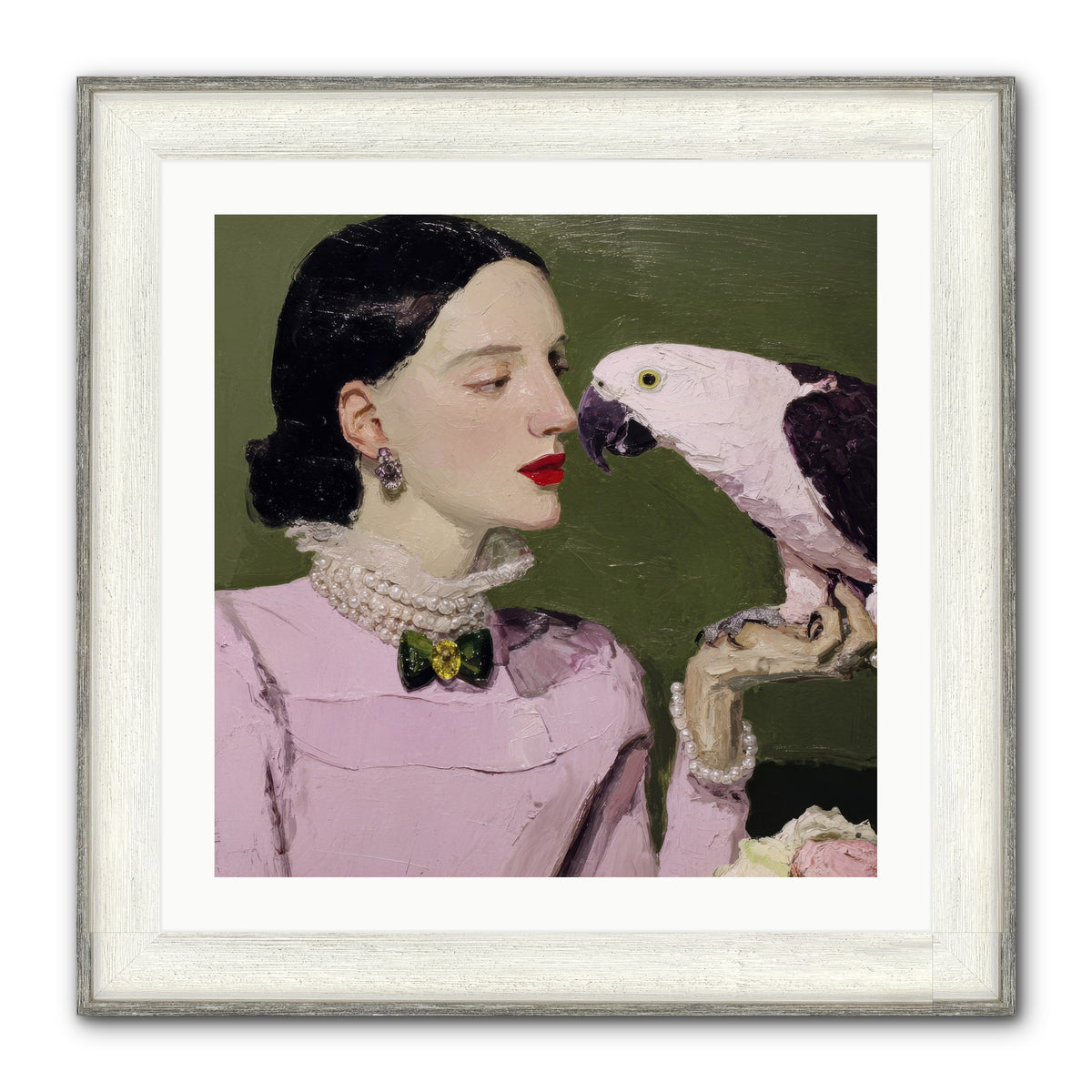 Secrets of the Rose Salon Framed Print - Driftwood White 24x24