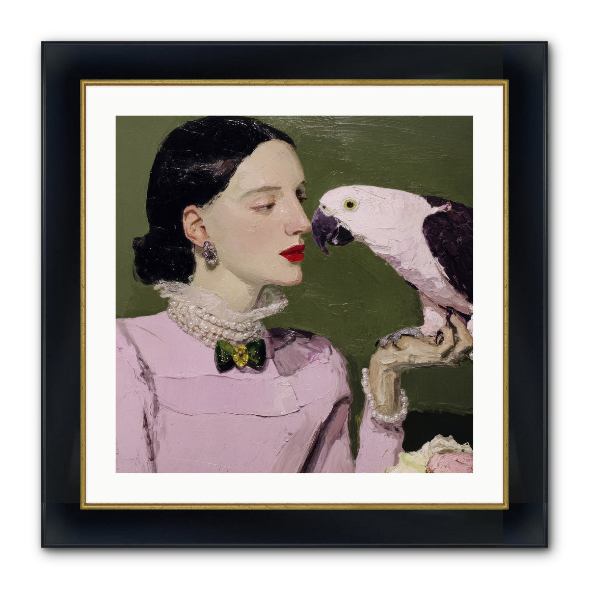 Secrets of the Rose Salon Framed Print - Wide Black w/Gold 24x24