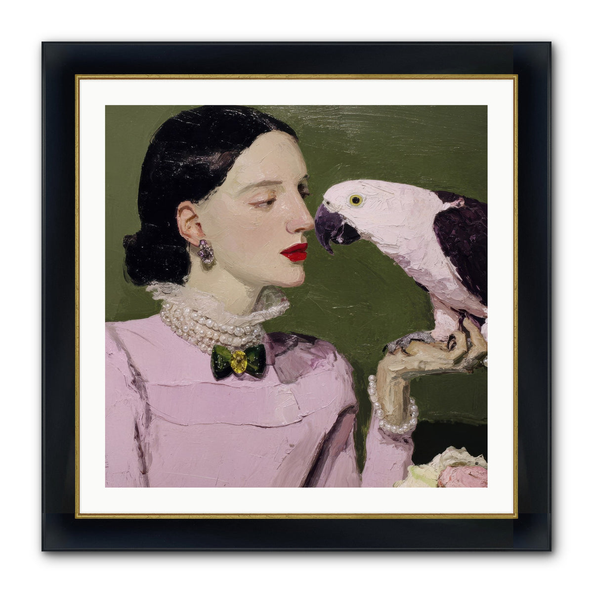 Secrets of the Rose Salon Framed Print - Wide Black w/Gold 30x30