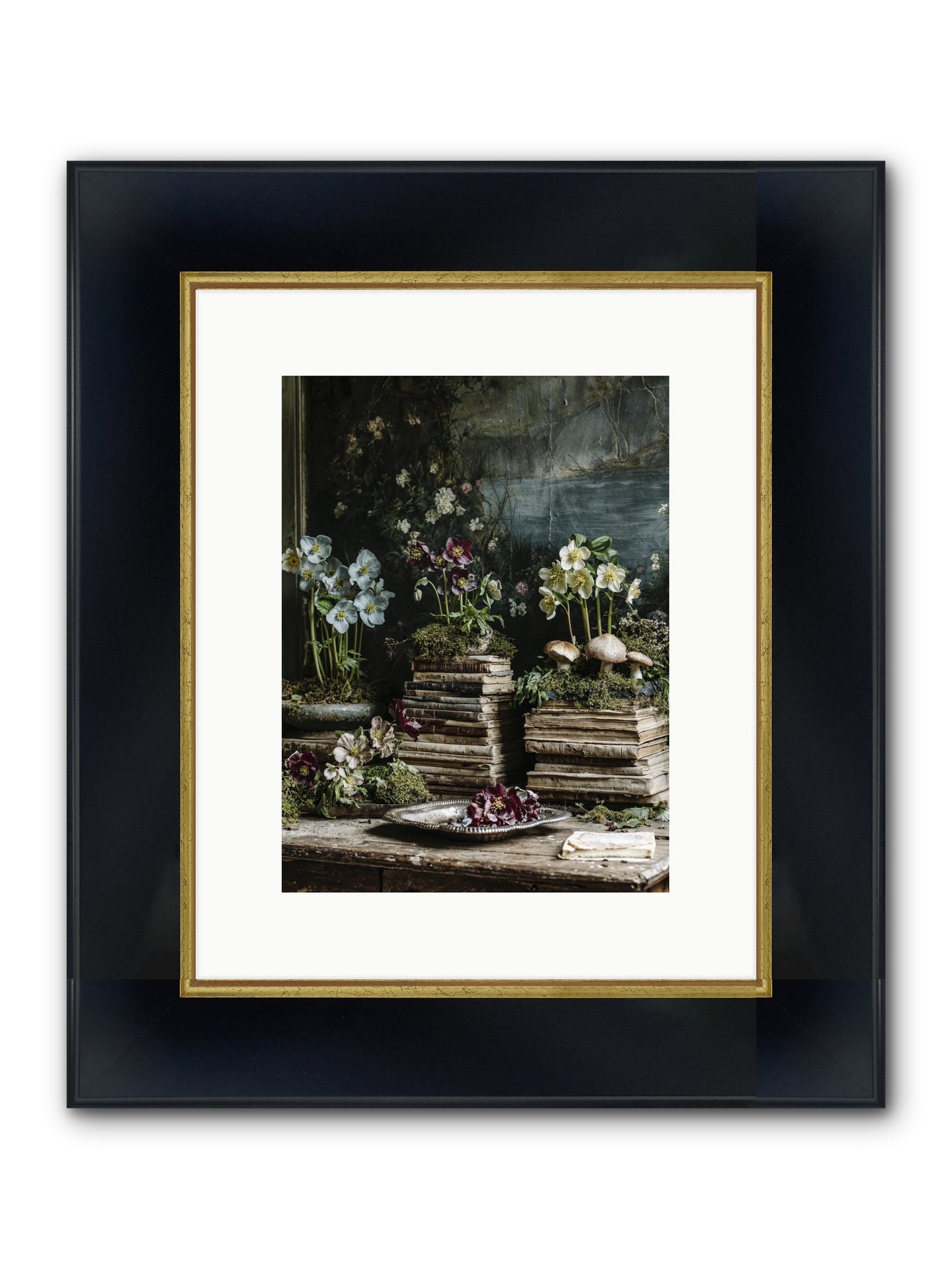 Seraphina Framed Print - Wide Black w/Gold 9x12