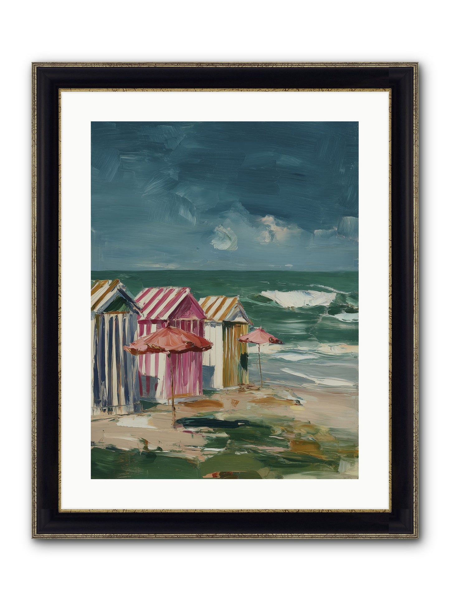 Serenaded By Waves Framed Print - Black & Gold 18x24