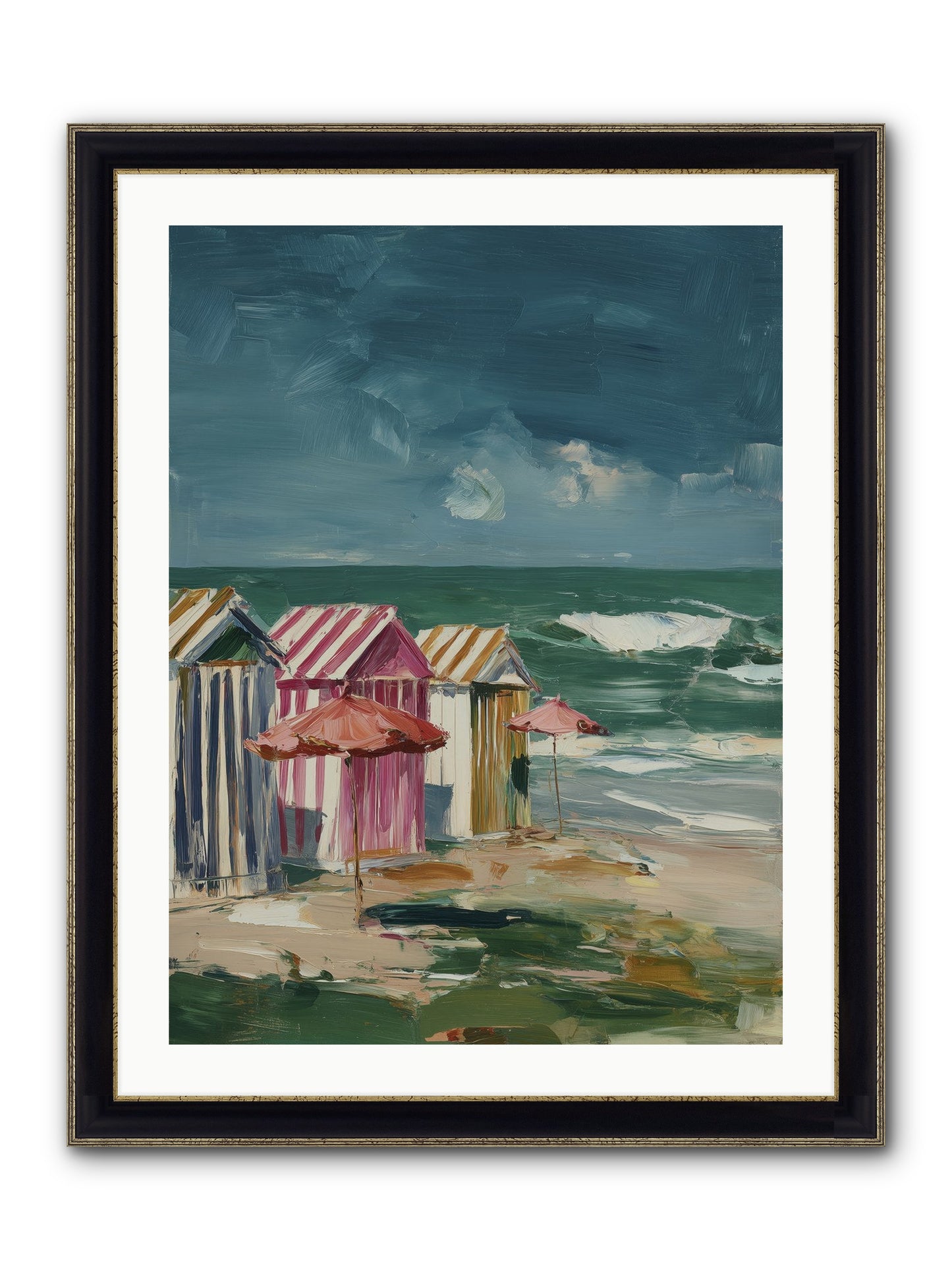 Serenaded By Waves Framed Print - Black & Gold 24x32