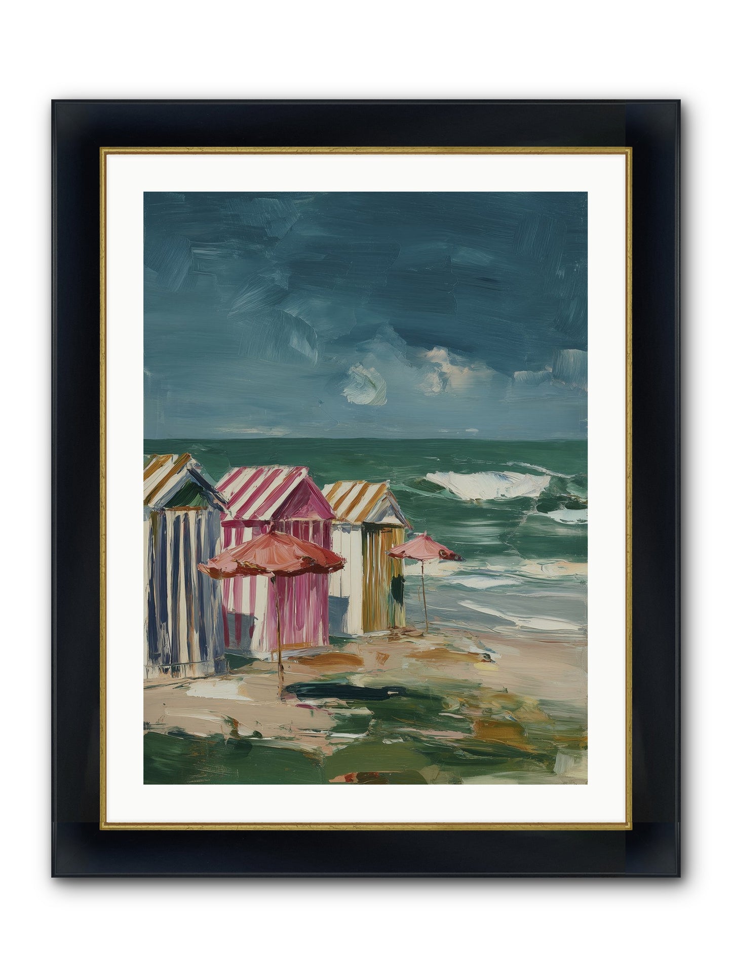 Serenaded By Waves Framed Print - Wide Black w/Gold 24x32