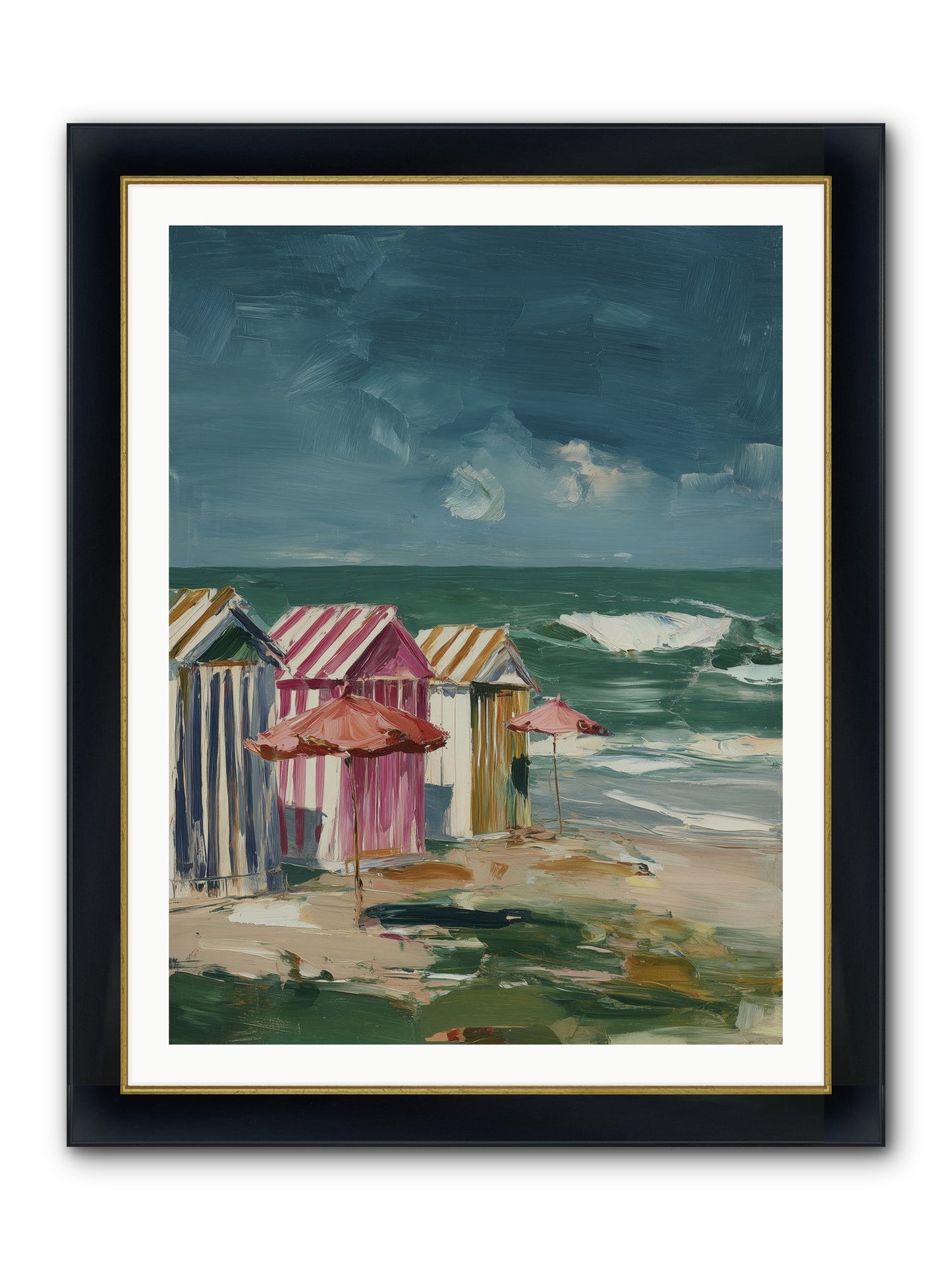 Serenaded By Waves Framed Print - Wide Black w/Gold 30x40