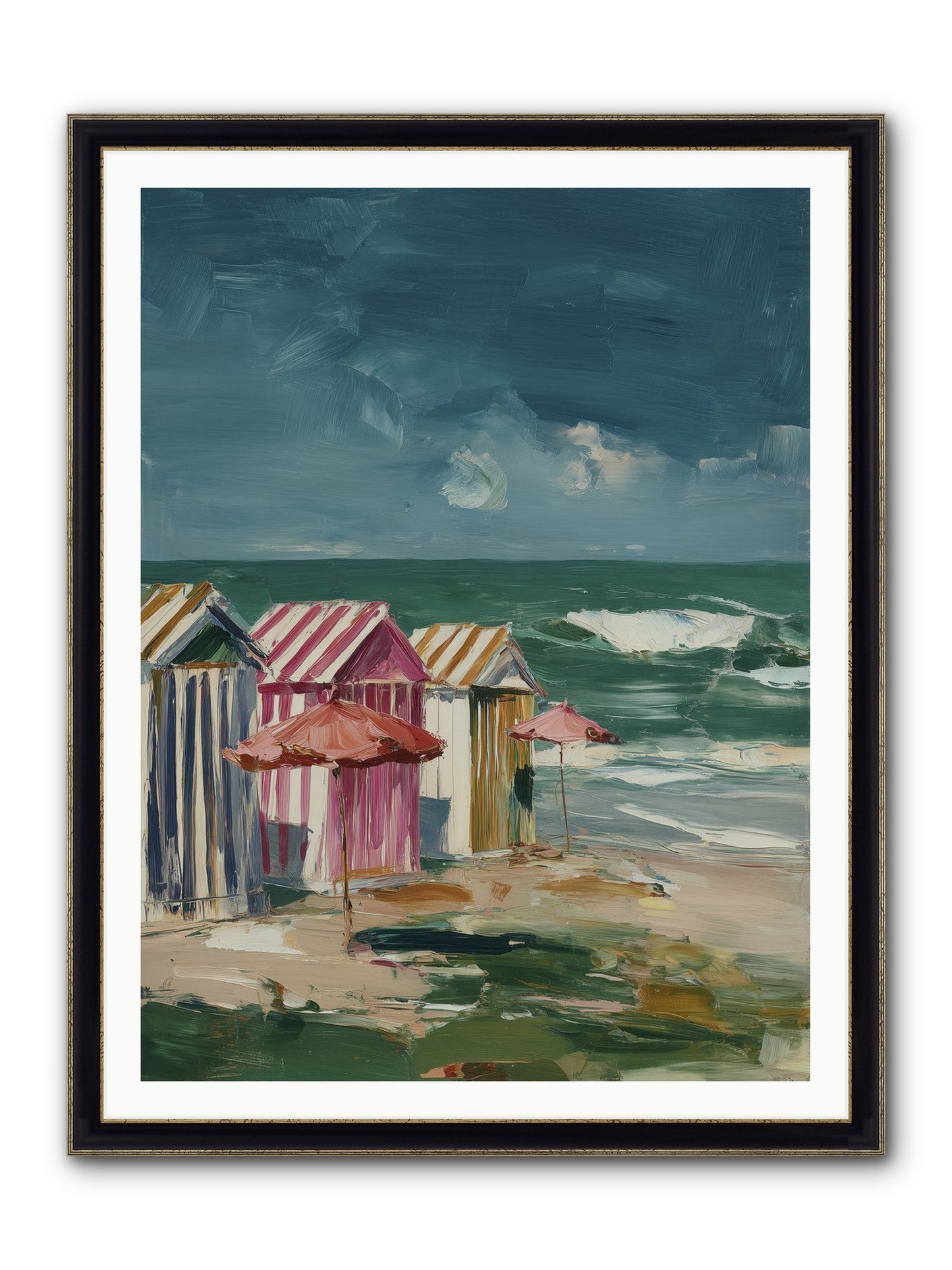 Serenaded By Waves Framed Print - Black & Gold 36x48