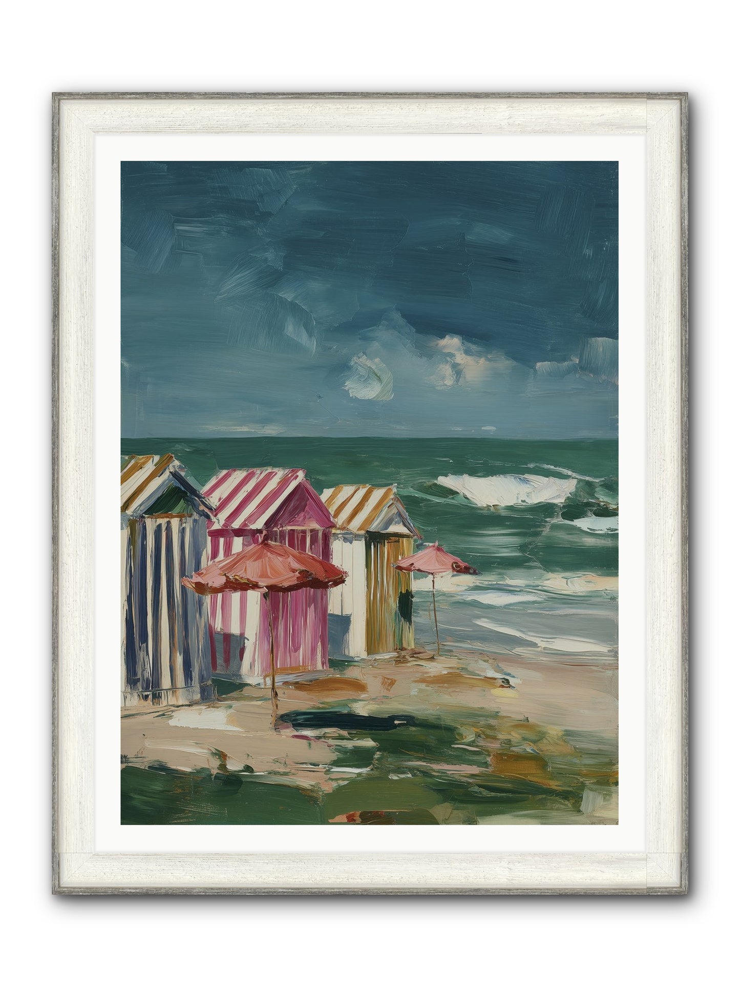 Serenaded By Waves Framed Print - Driftwood White 36x48