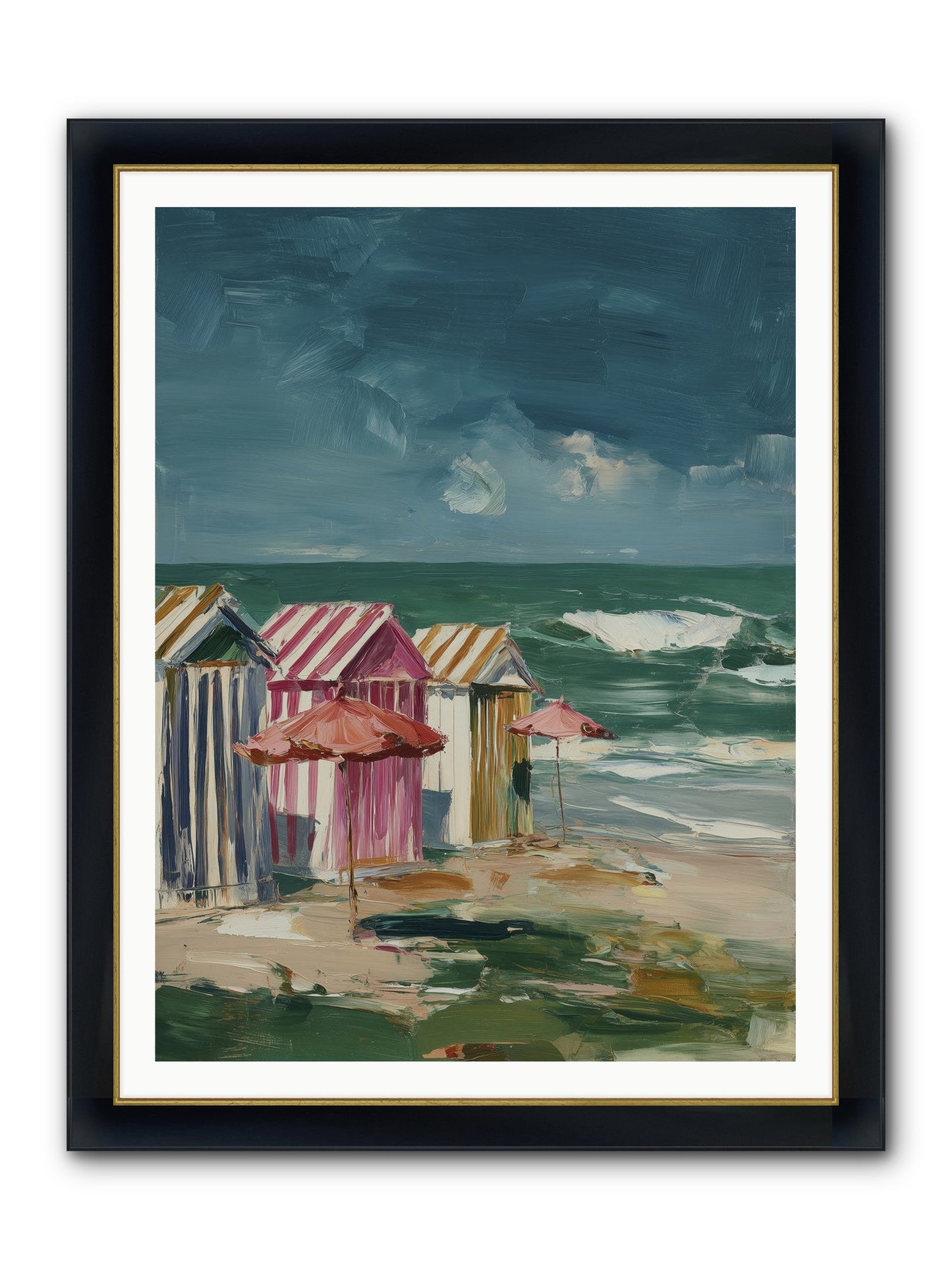 Serenaded By Waves Framed Print - Wide Black w/Gold 36x48