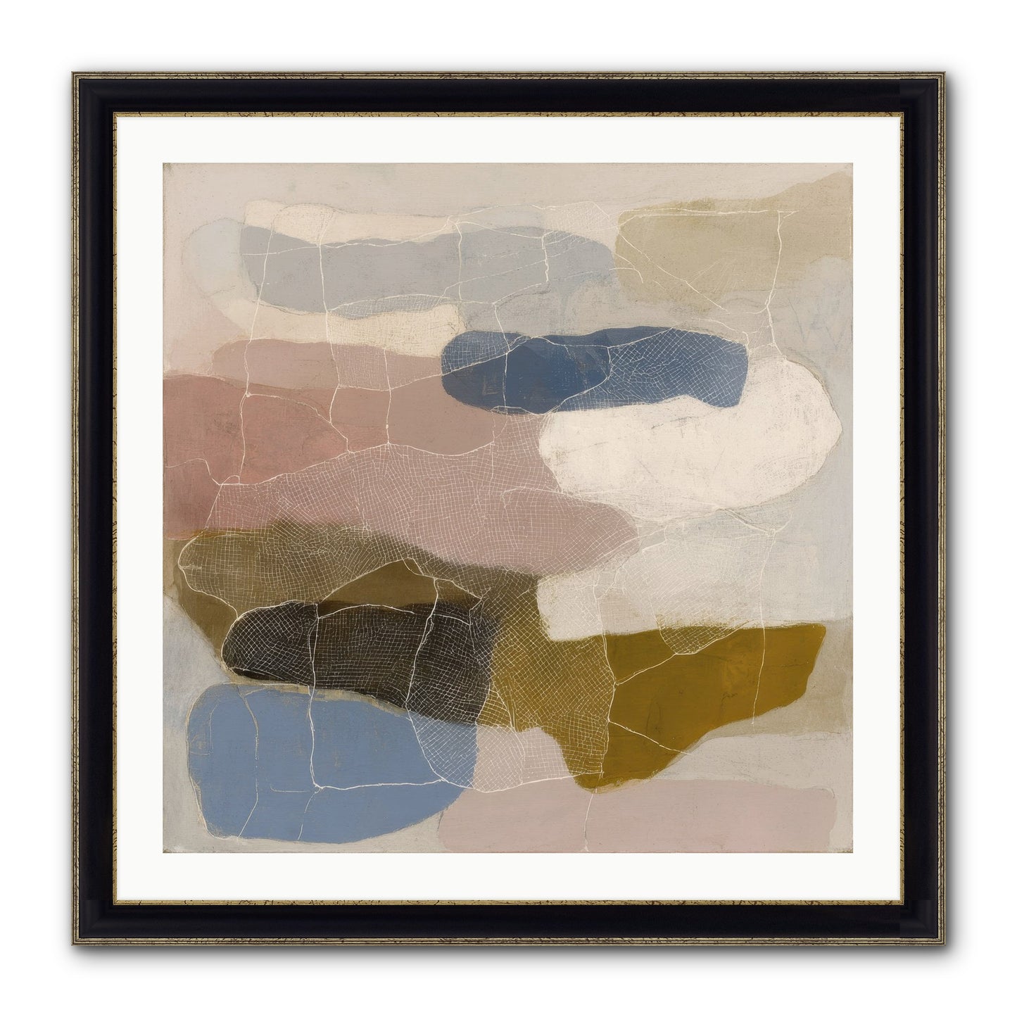 Serene Framed Print - Black & Gold 30x30