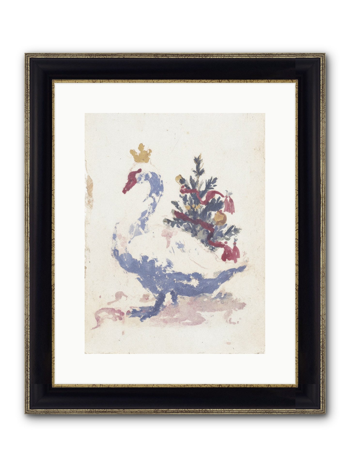 Serene In Snow Framed Print - Black & Gold 12x16