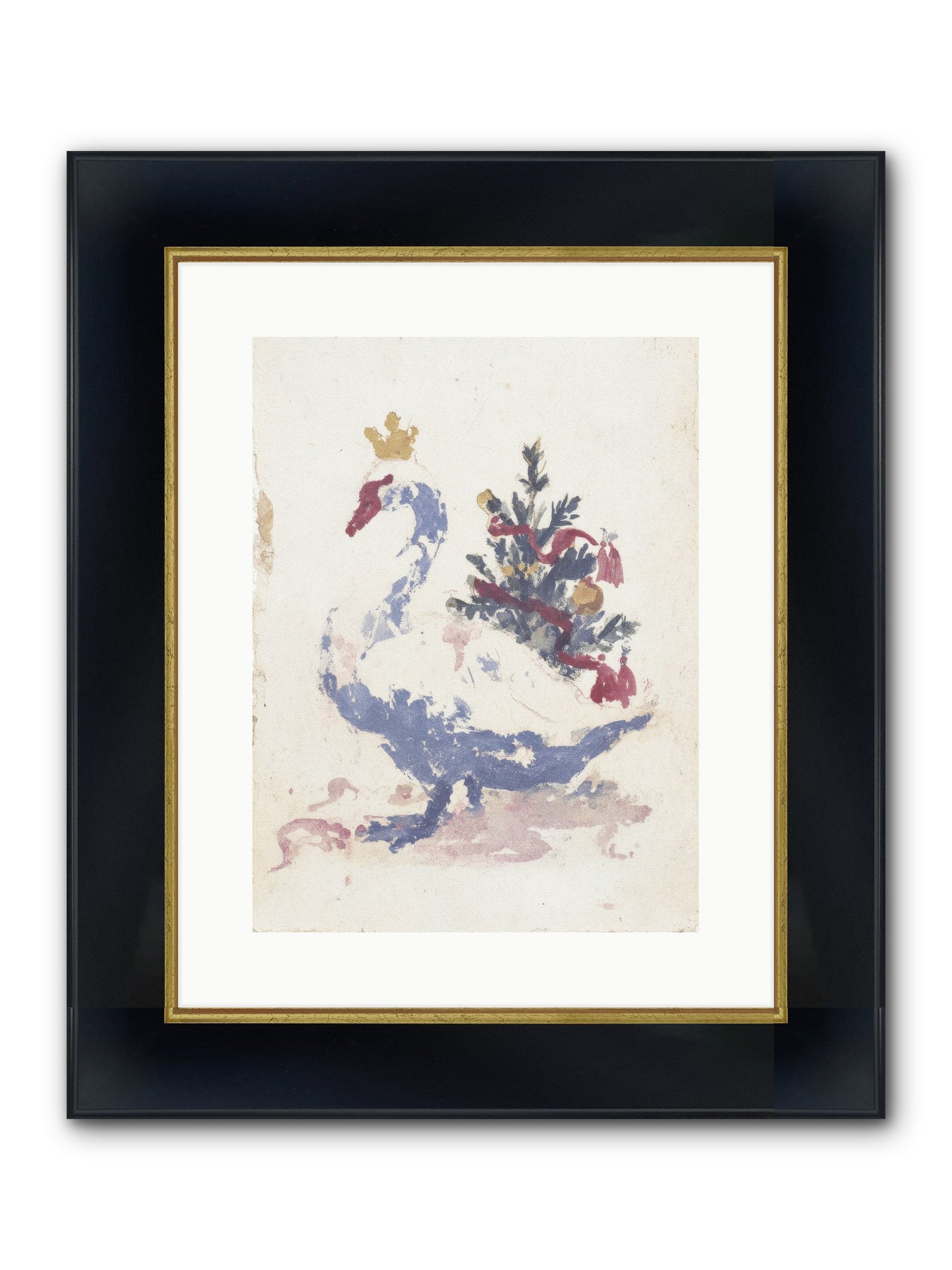 Serene In Snow Framed Print - Wide Black w/Gold 12x16