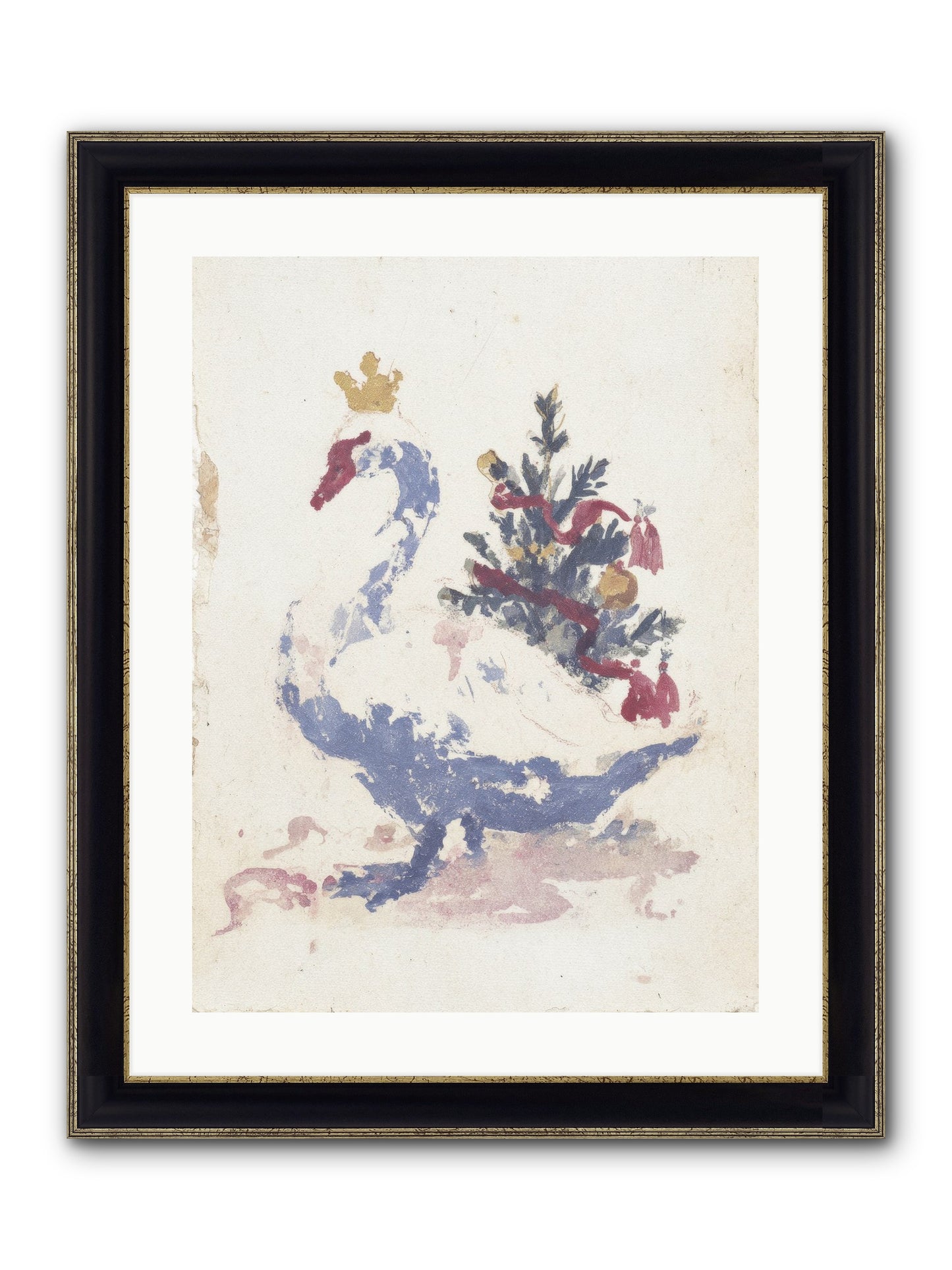 Serene In Snow Framed Print - Black & Gold 18x24