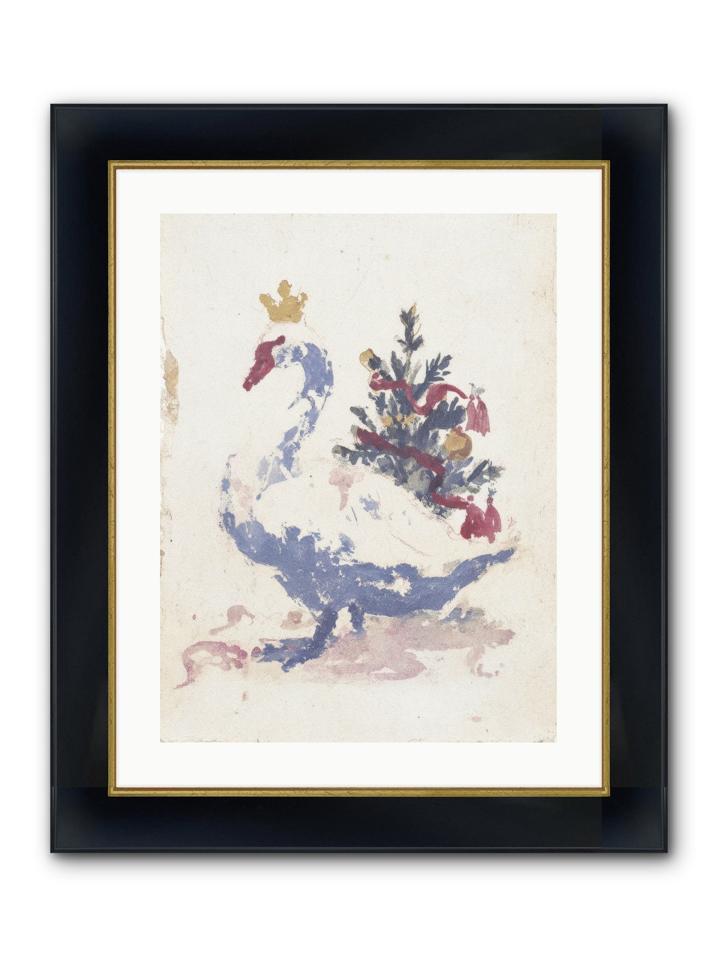 Serene In Snow Framed Print - Wide Black w/Gold 18x24