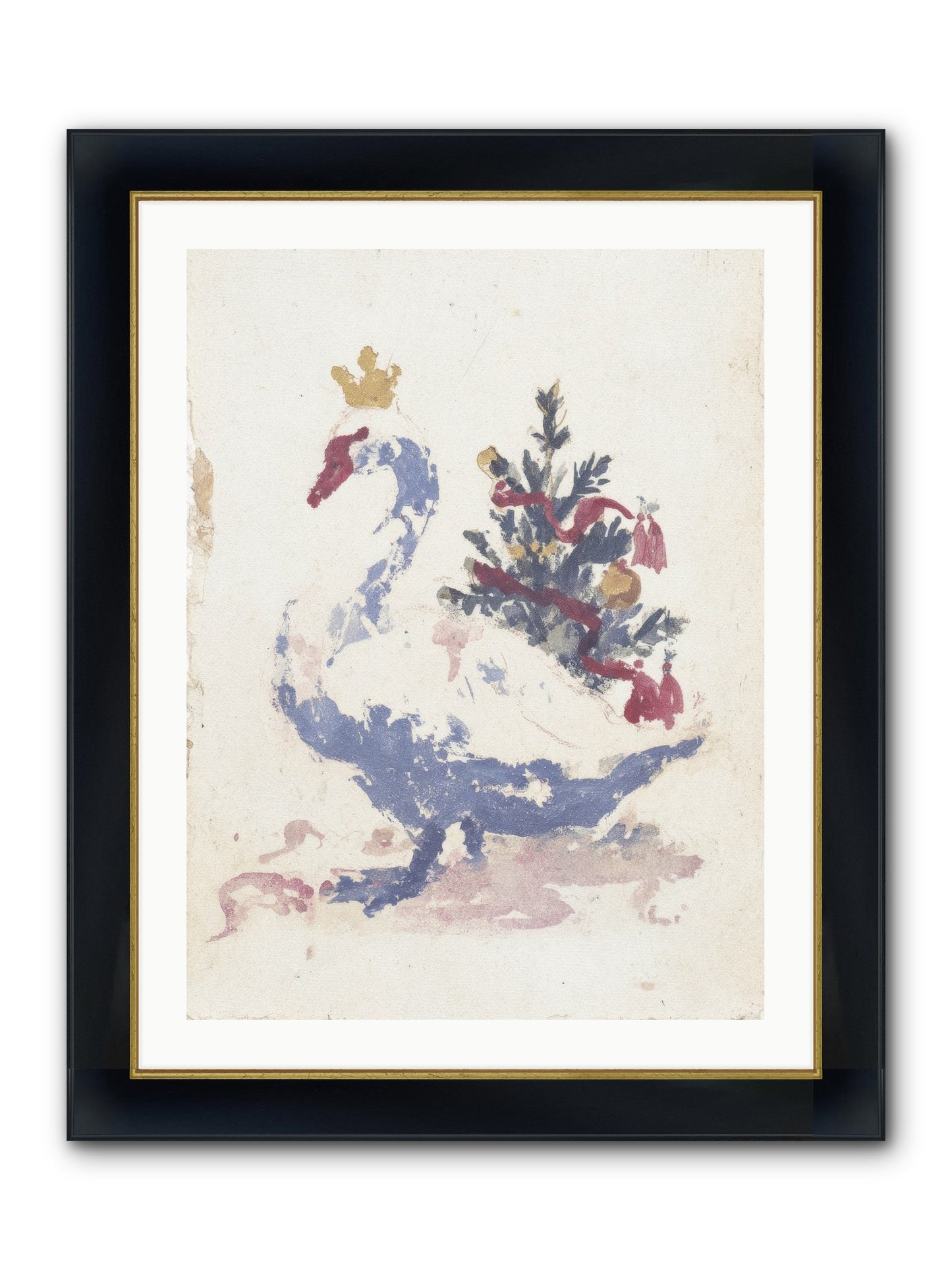 Serene In Snow Framed Print - Wide Black w/Gold 24x32