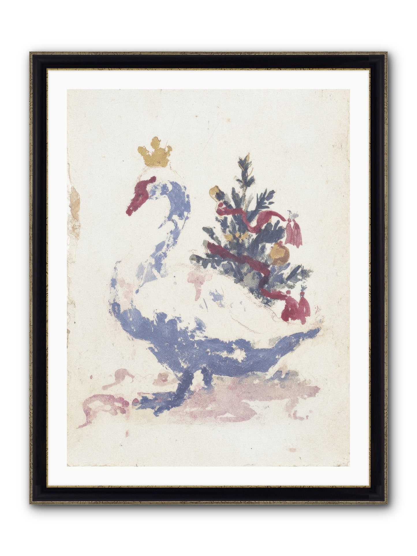Serene In Snow Framed Print - Black & Gold 30x40