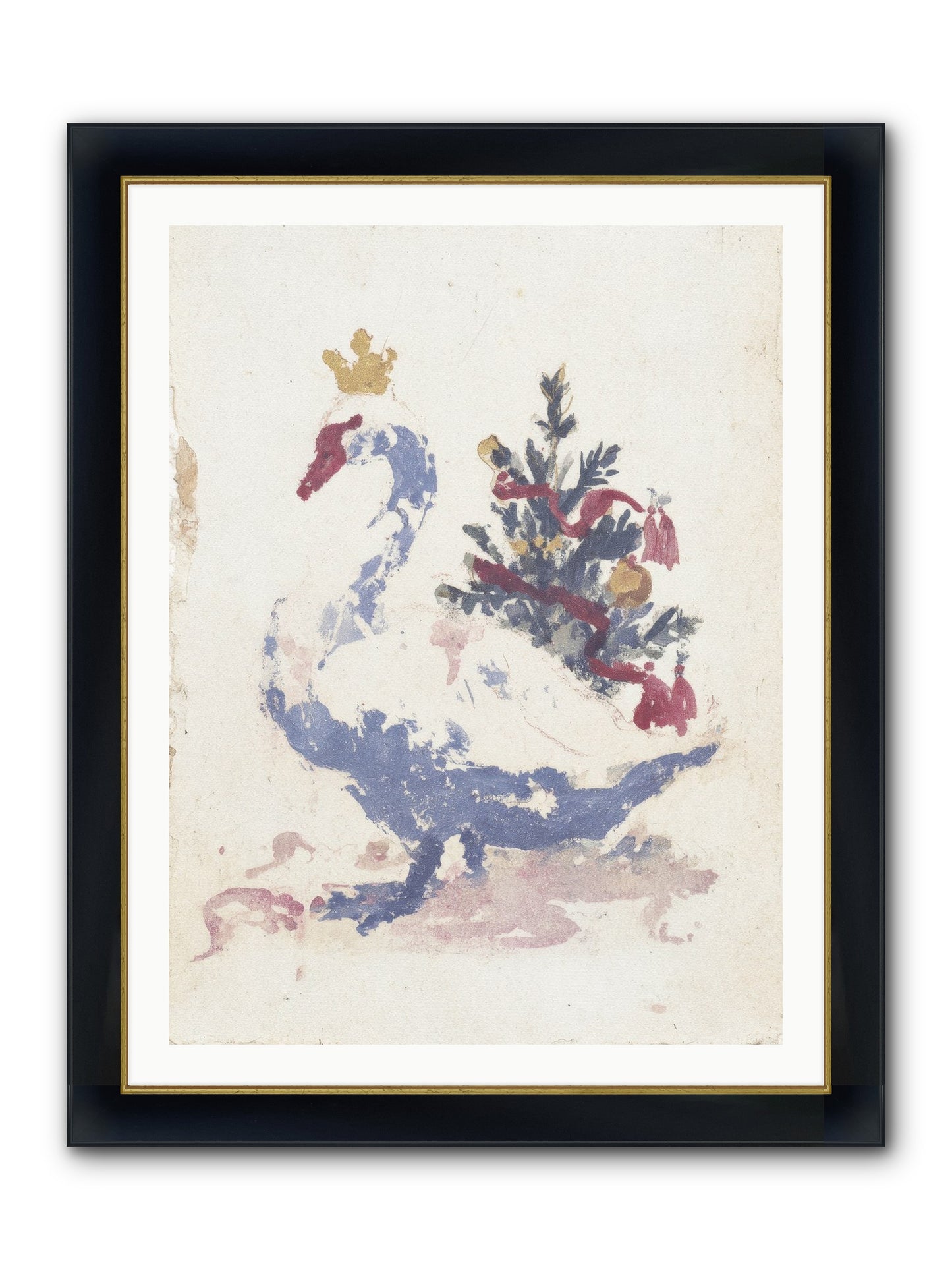 Serene In Snow Framed Print - Wide Black w/Gold 30x40