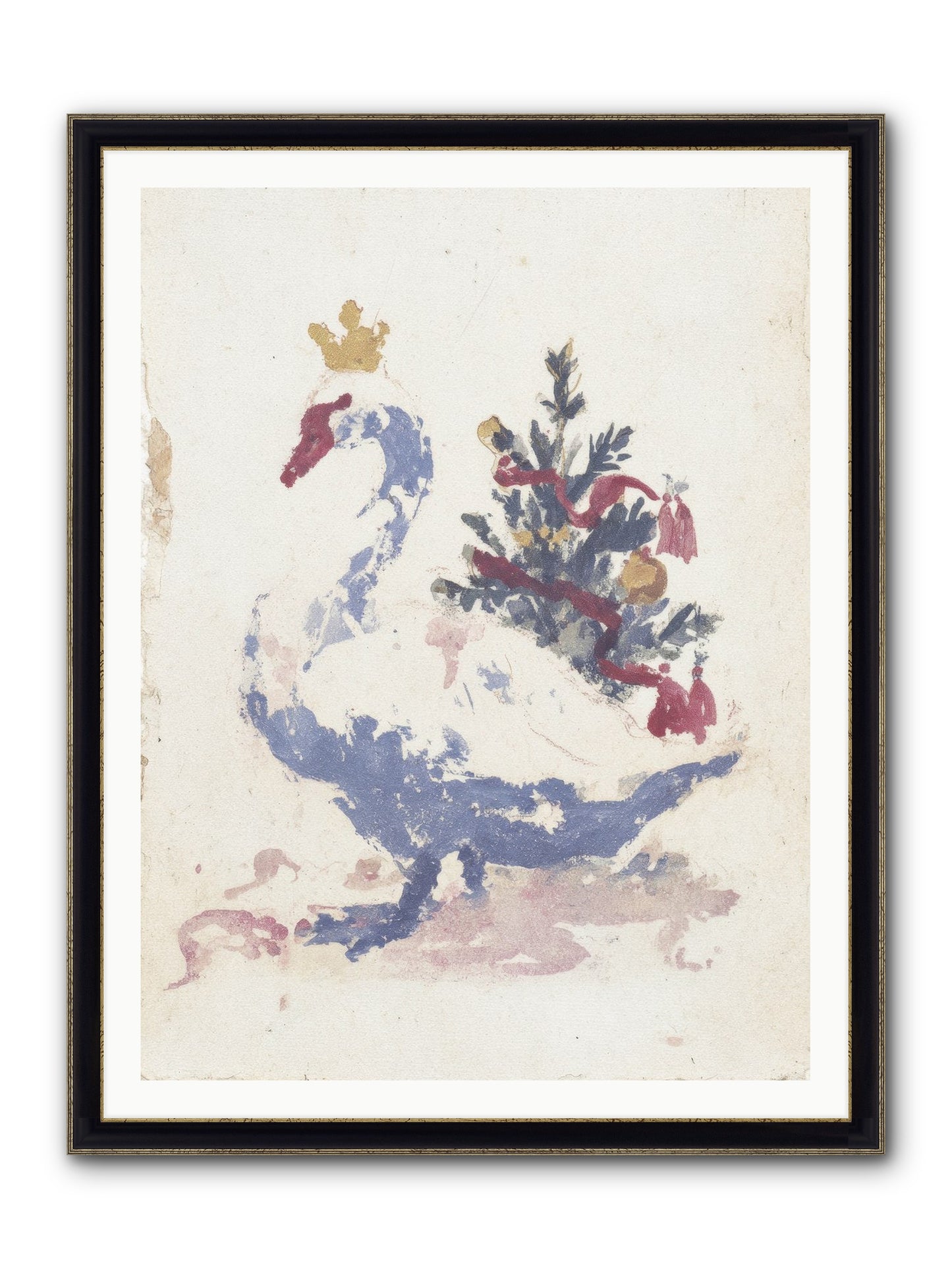Serene In Snow Framed Print - Black & Gold 36x48
