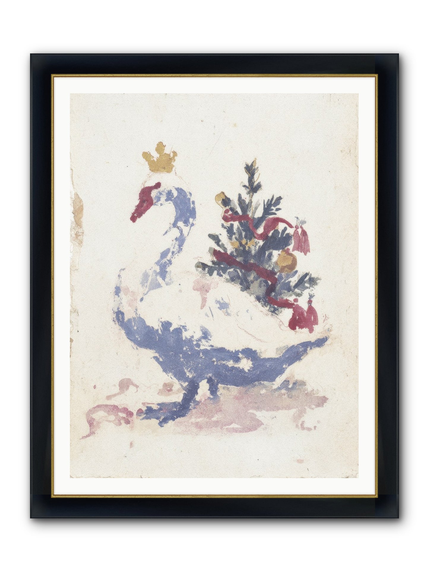 Serene In Snow Framed Print - Wide Black w/Gold 36x48