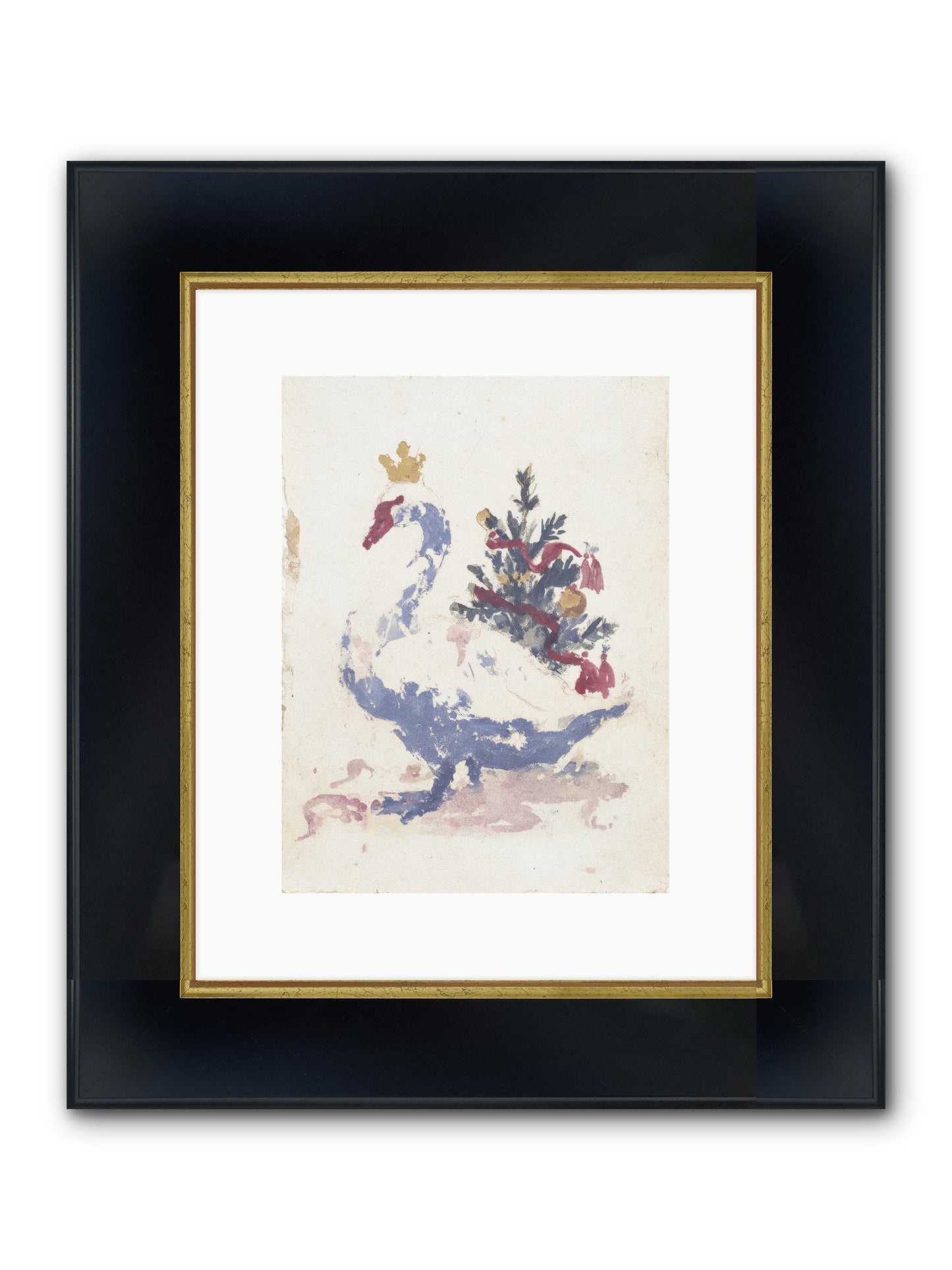 Serene In Snow Framed Print - Wide Black w/Gold 9x12