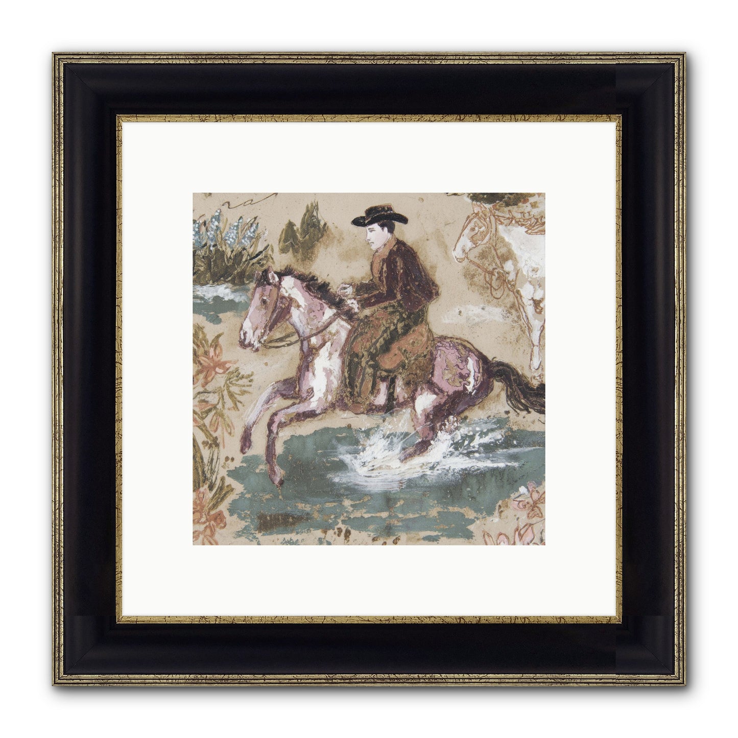 Serpentine Way Framed Print - Black & Gold 10x10