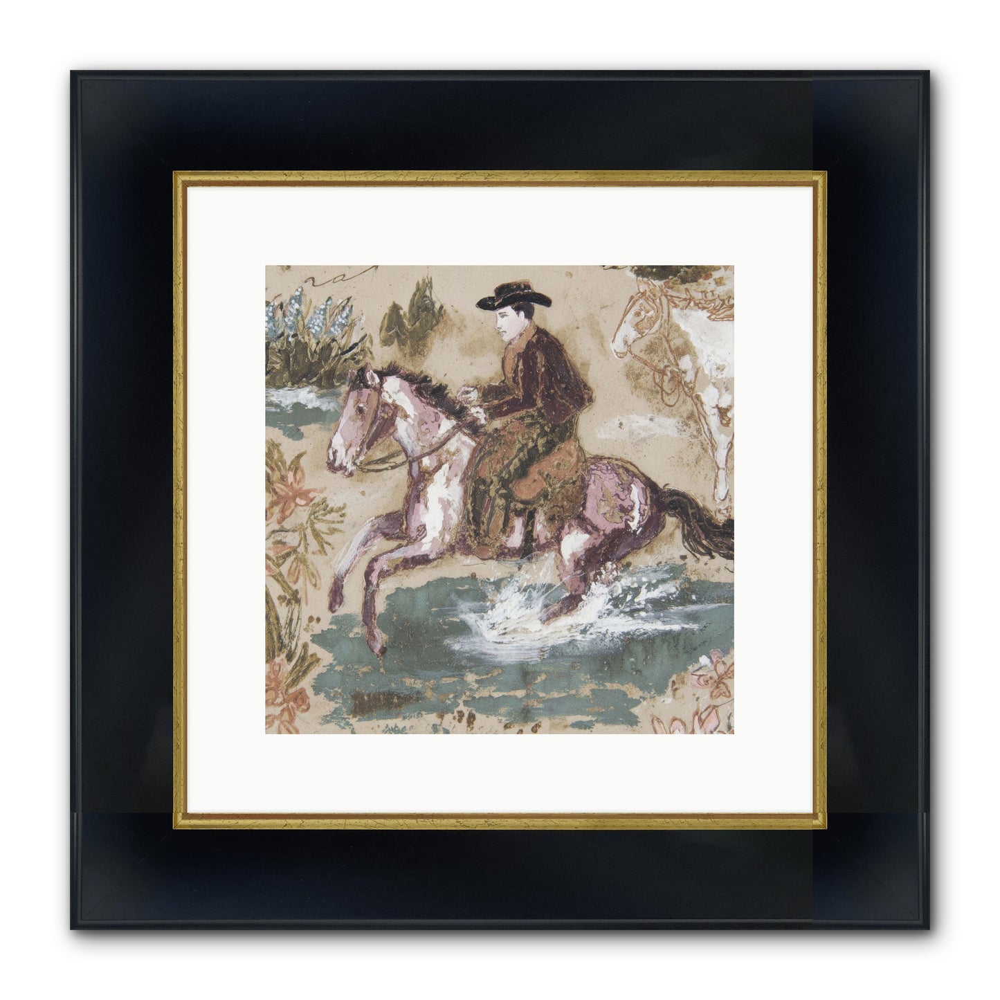 Serpentine Way Framed Print - Wide Black w/Gold 12x12